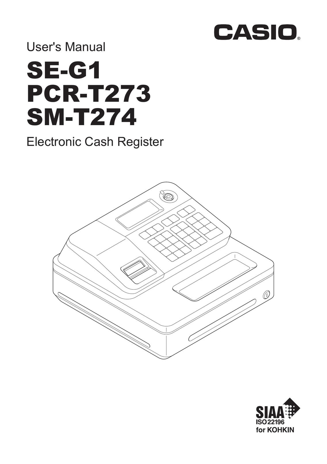 Casio PCR-T273 Cash Register User Manual