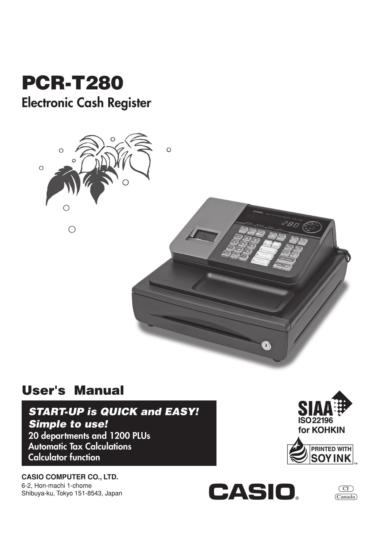 Casio PCRT-280 Cash Register User Manual