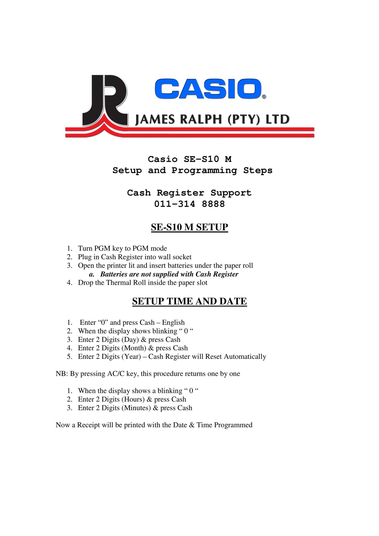 Casio SE-S10 M Cash Register User Manual
