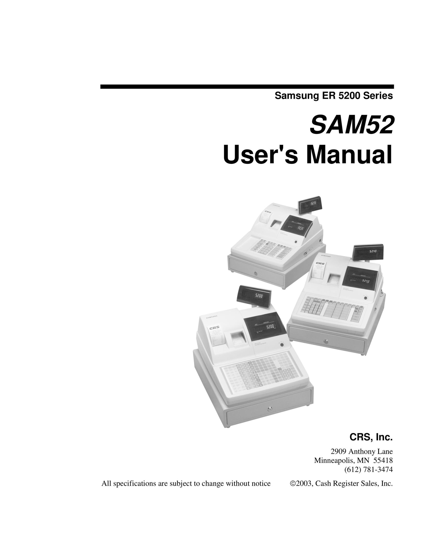 Samsung SAM52 Cash Register User Manual