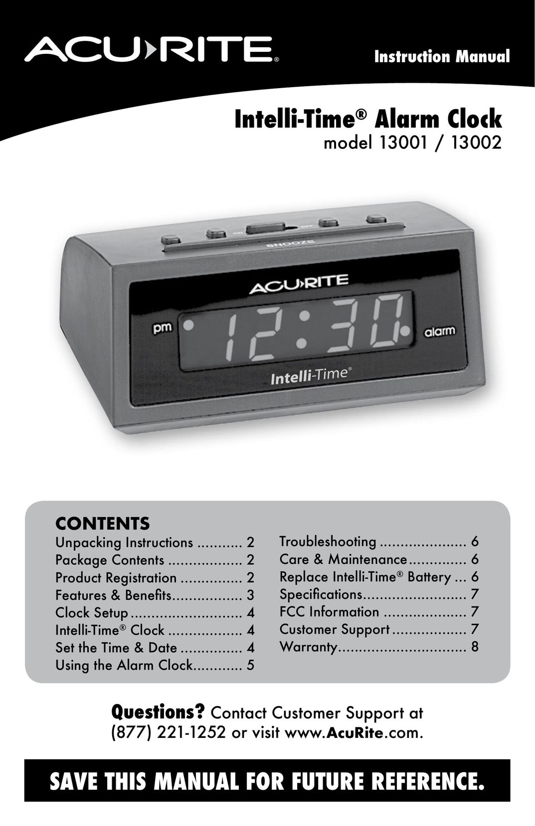 Acu-Rite 13001 Clock User Manual
