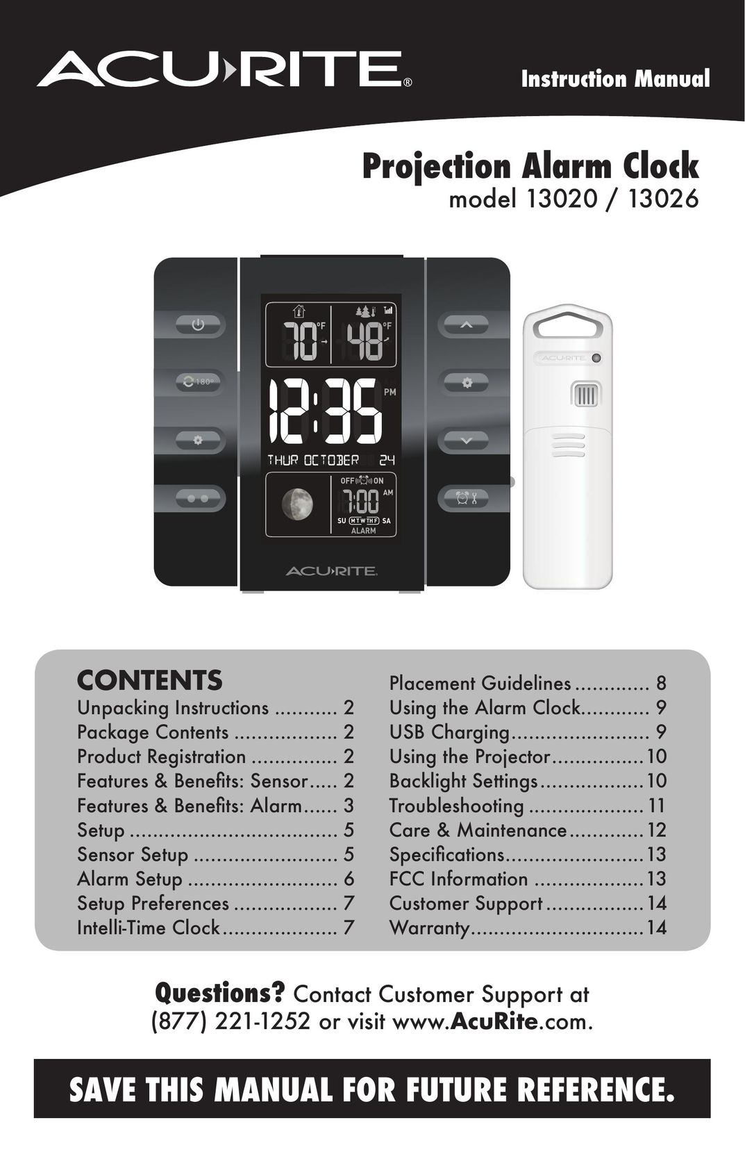 Acu-Rite 13020 Clock User Manual