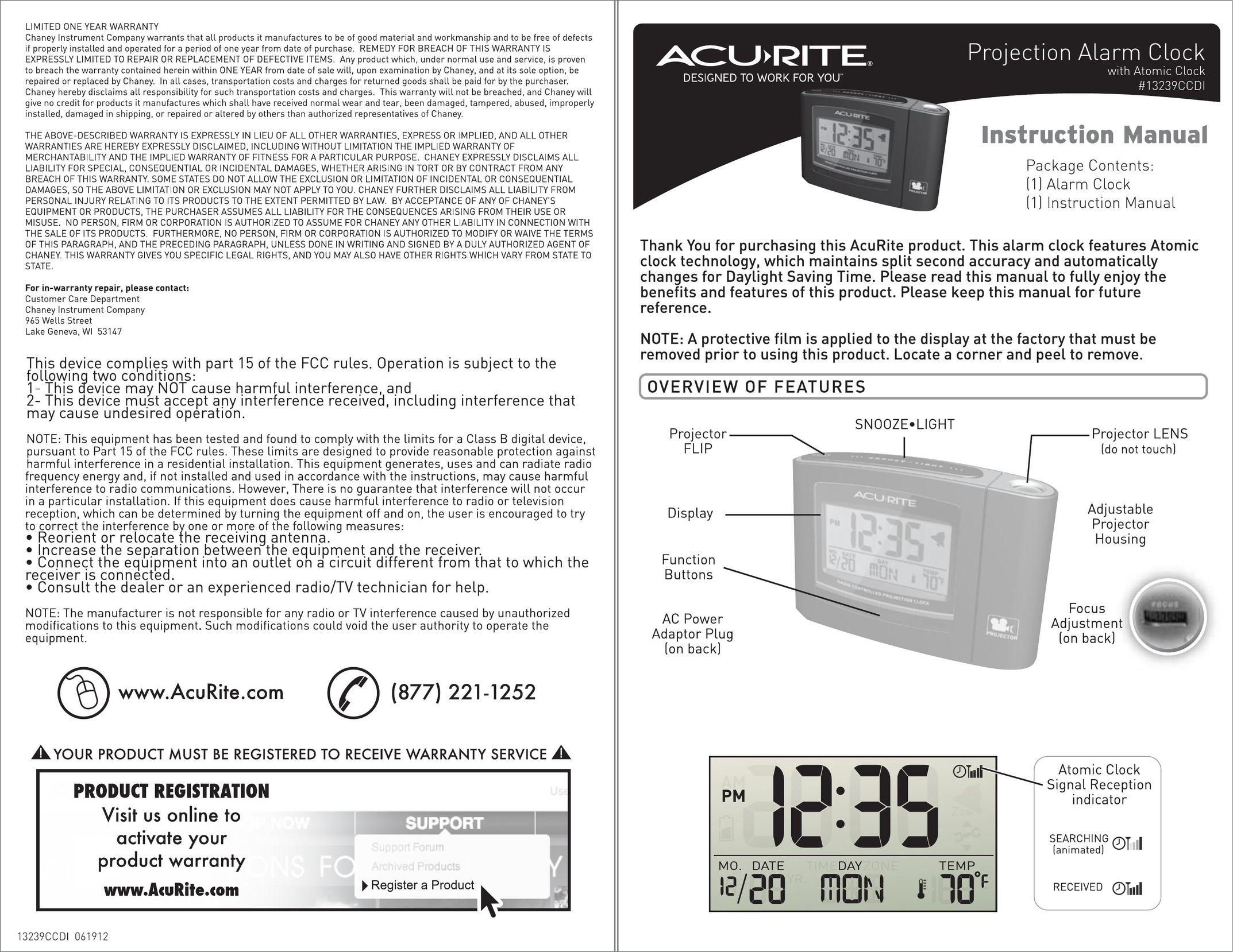 Acu-Rite 13239CCD Clock User Manual