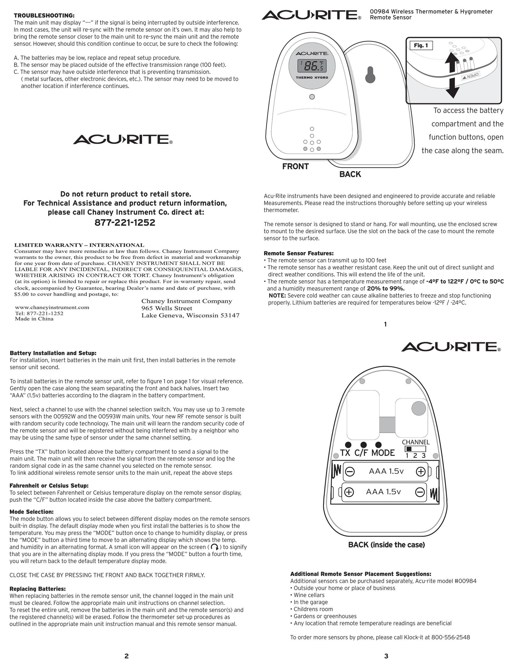Acu-Rite 984 Clock User Manual
