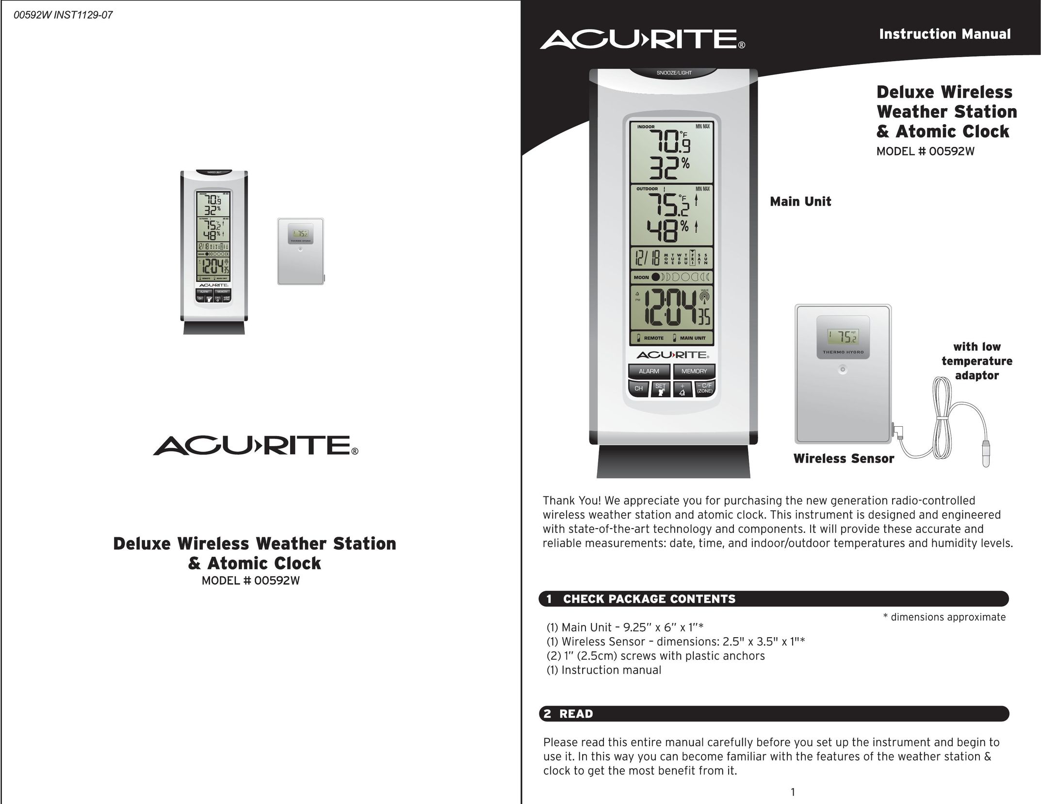 Acu-Rite DeIux wirelss weather station and atomic clock Clock User Manual
