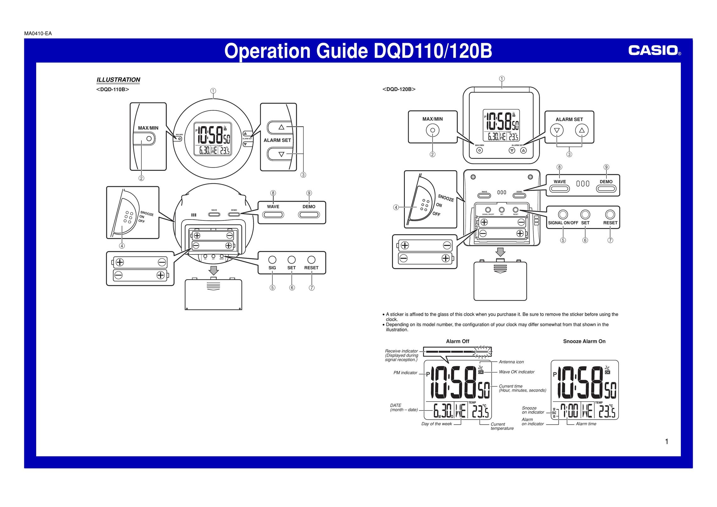 Casio DQD110 Clock User Manual