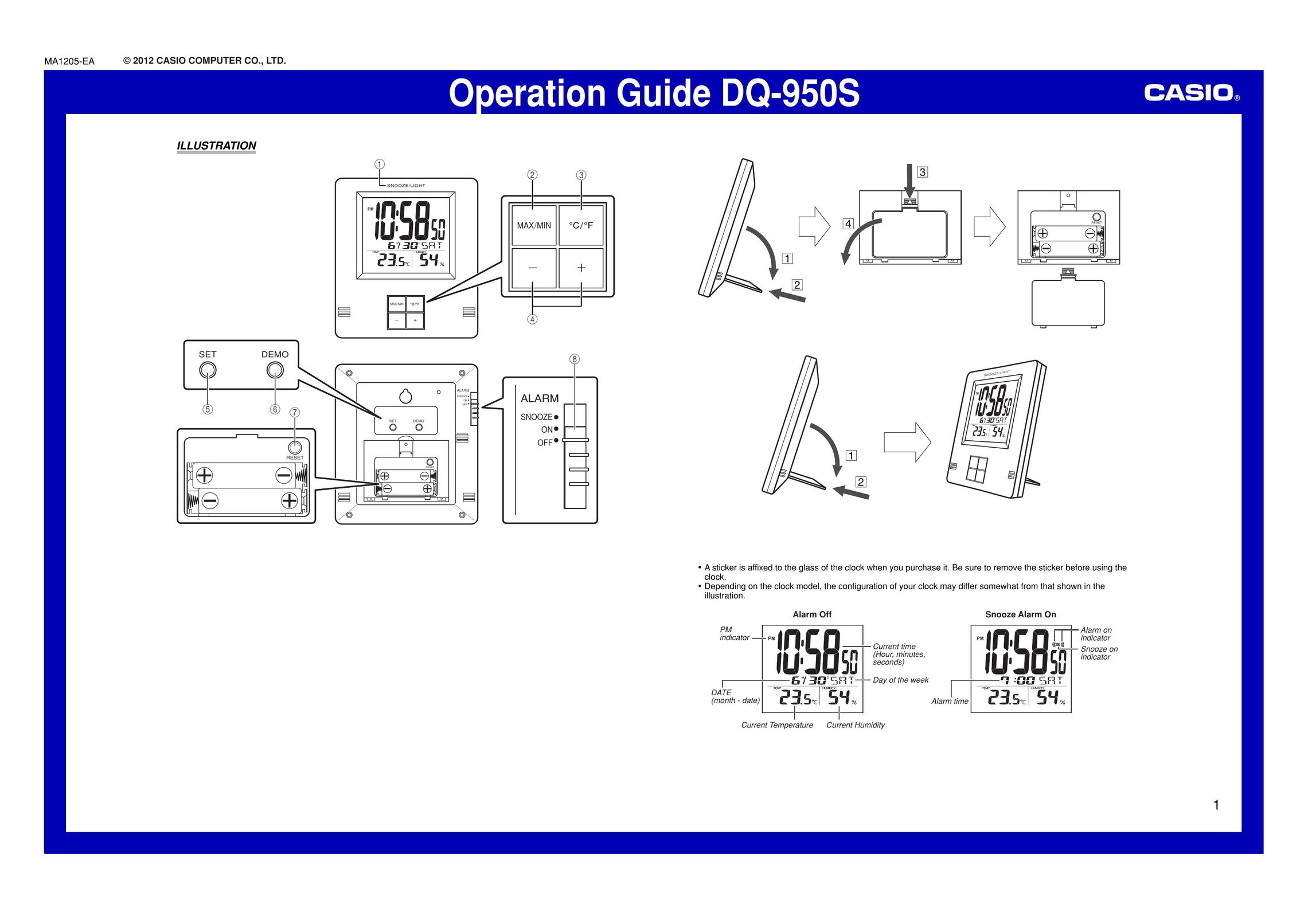 Casio MA1205-EA Clock User Manual