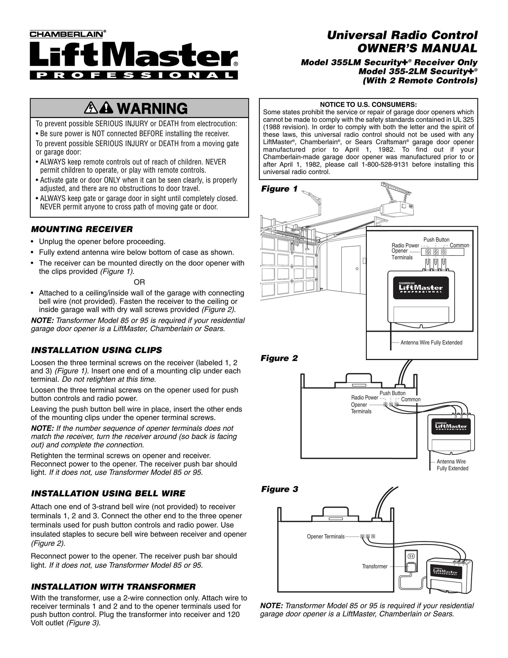 Chamberlain 355-2LM Clock User Manual