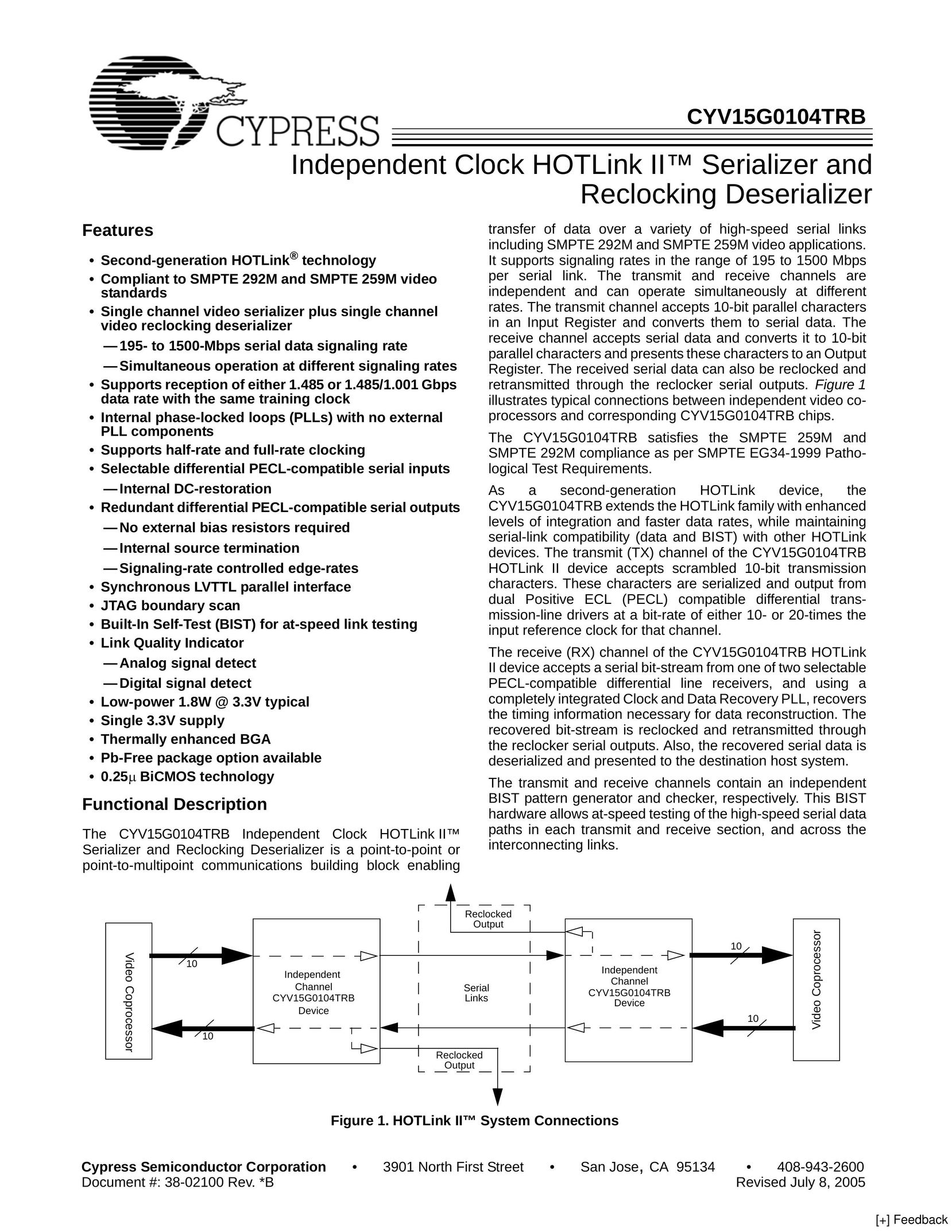 Cypress CYV15G0104TRB Clock User Manual
