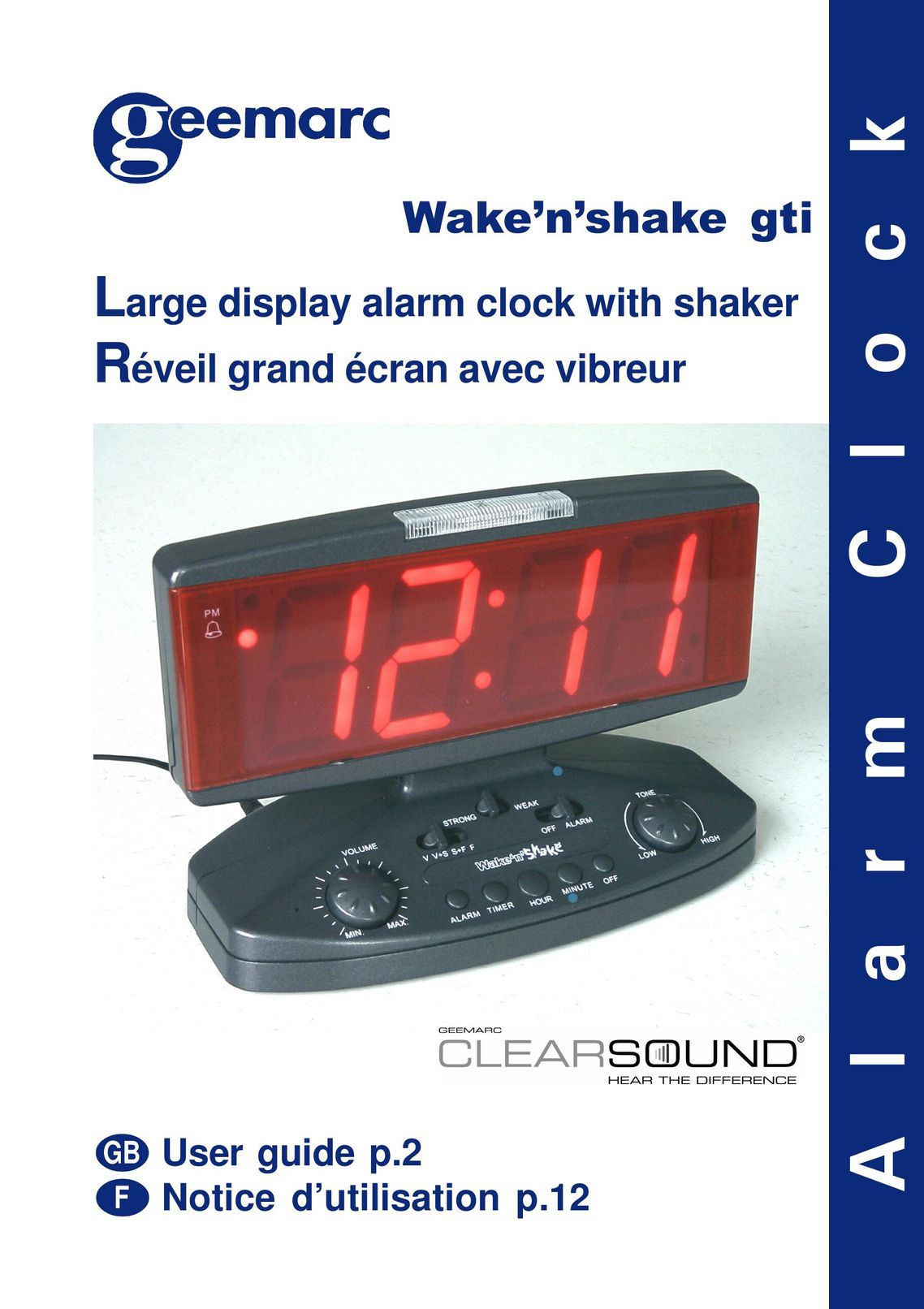 Geemarc Large Display Alarm Clock Clock User Manual