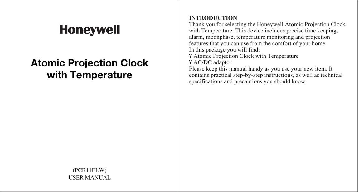Honeywell PCR11ELW Clock User Manual
