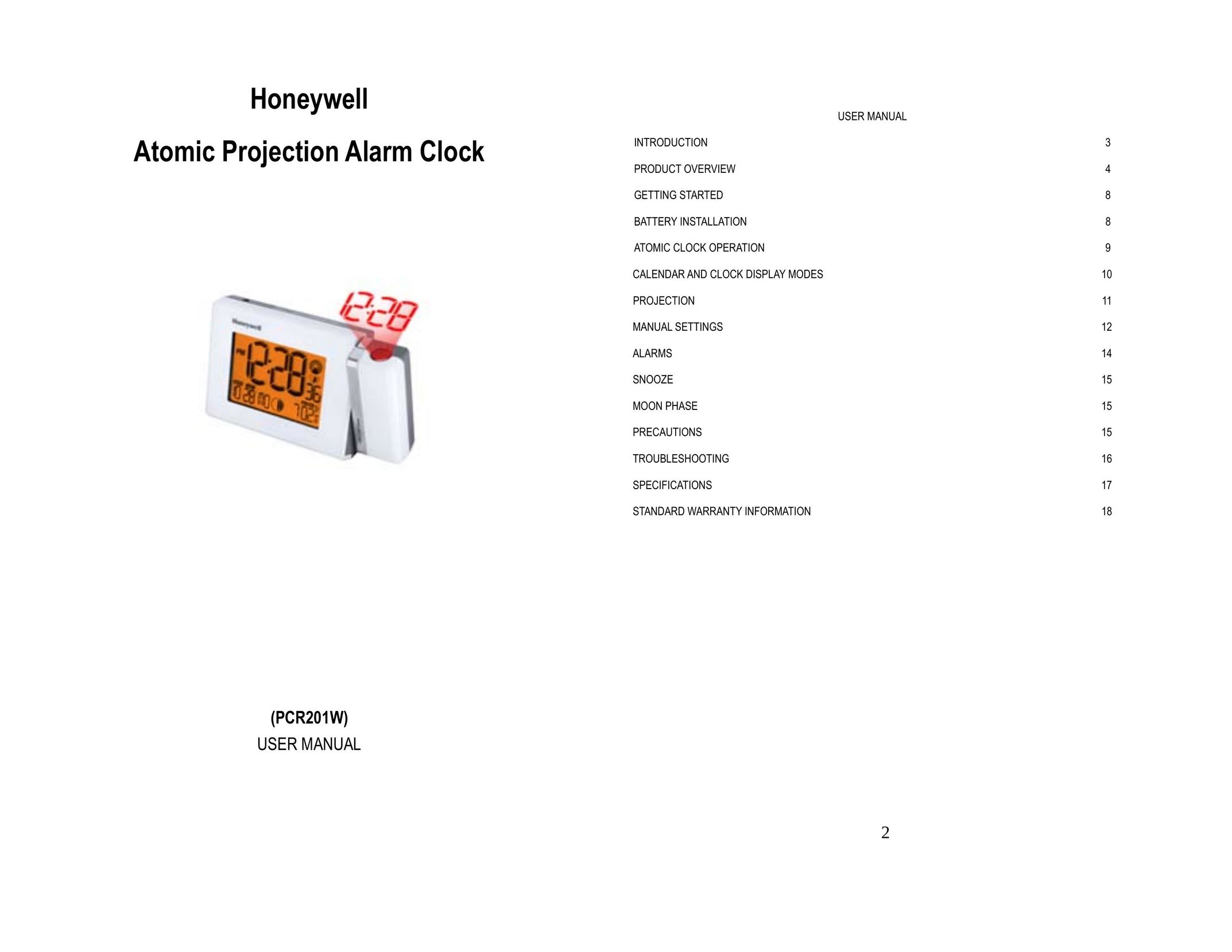 Honeywell PCR201W Clock User Manual