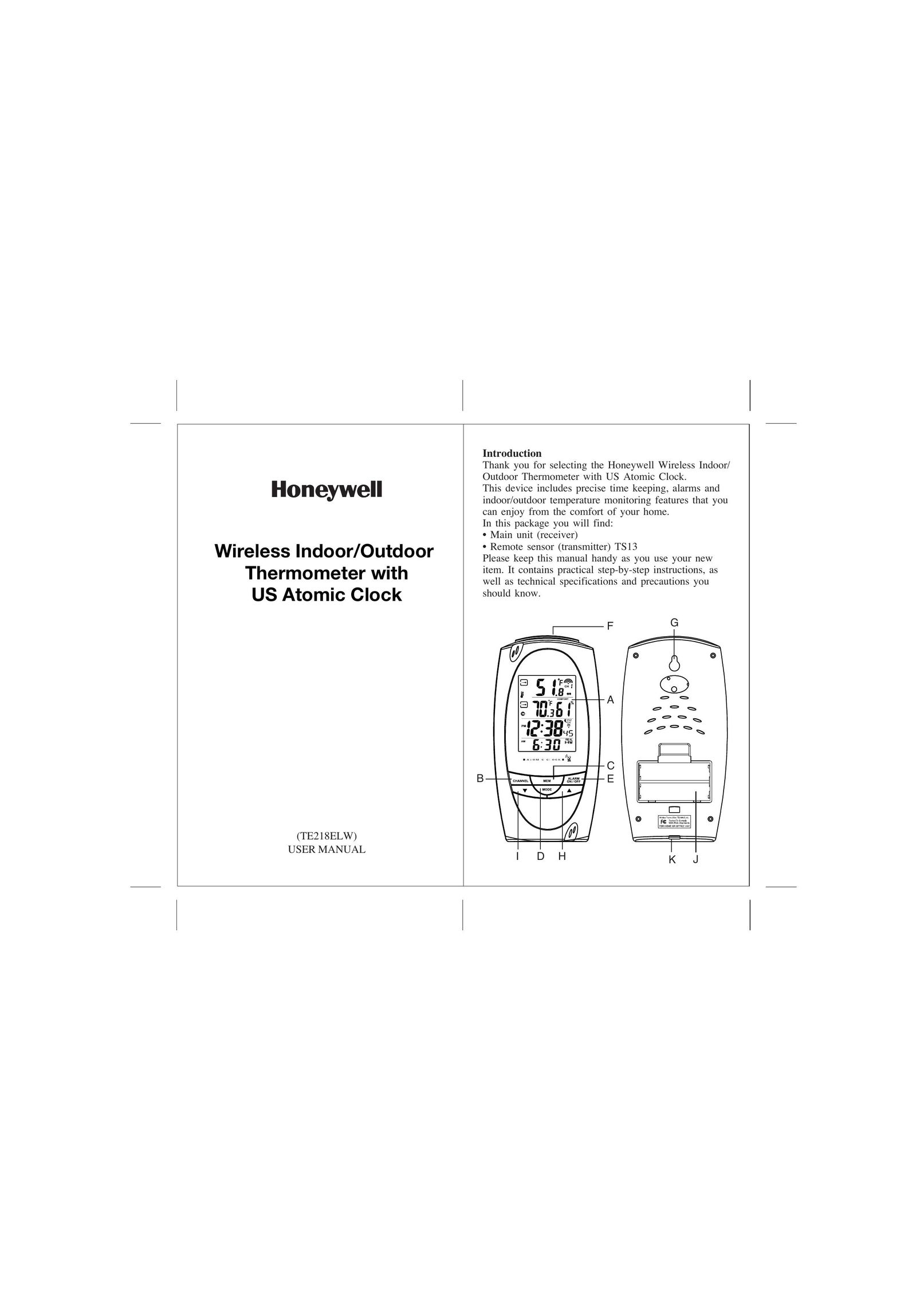 Honeywell TE218ELW Clock User Manual