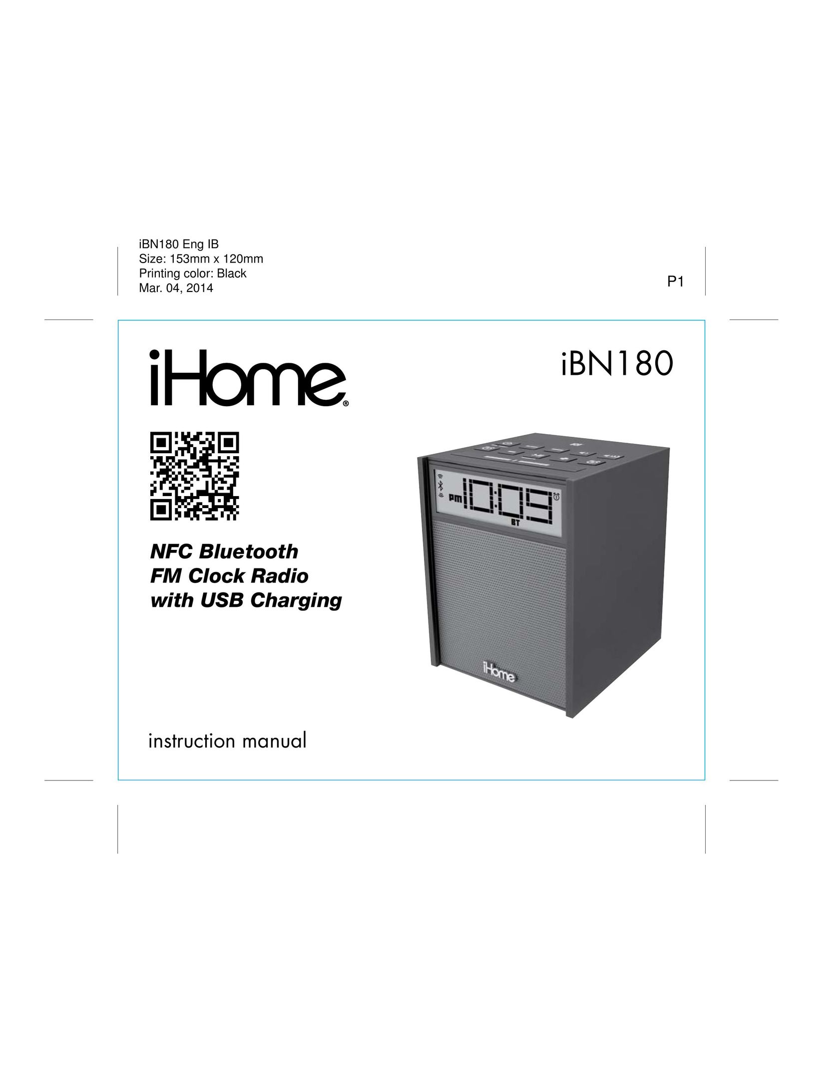 iHome iBN180 Clock User Manual