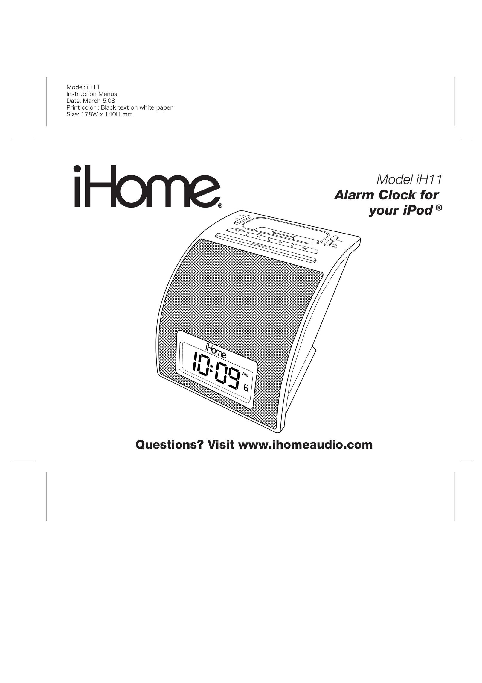 iHome iH11 Clock User Manual