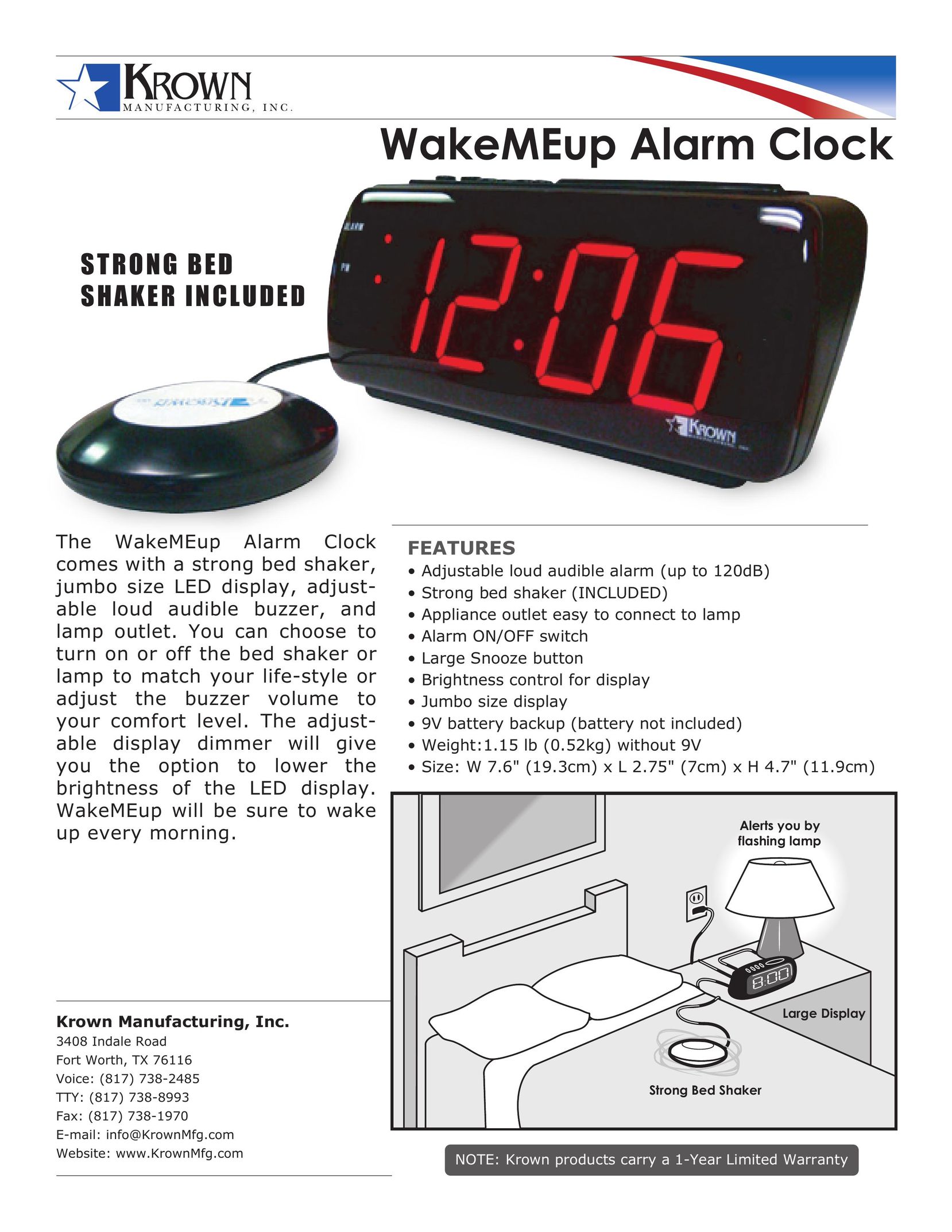 Krown Manufacturing WakeMEup Clock User Manual