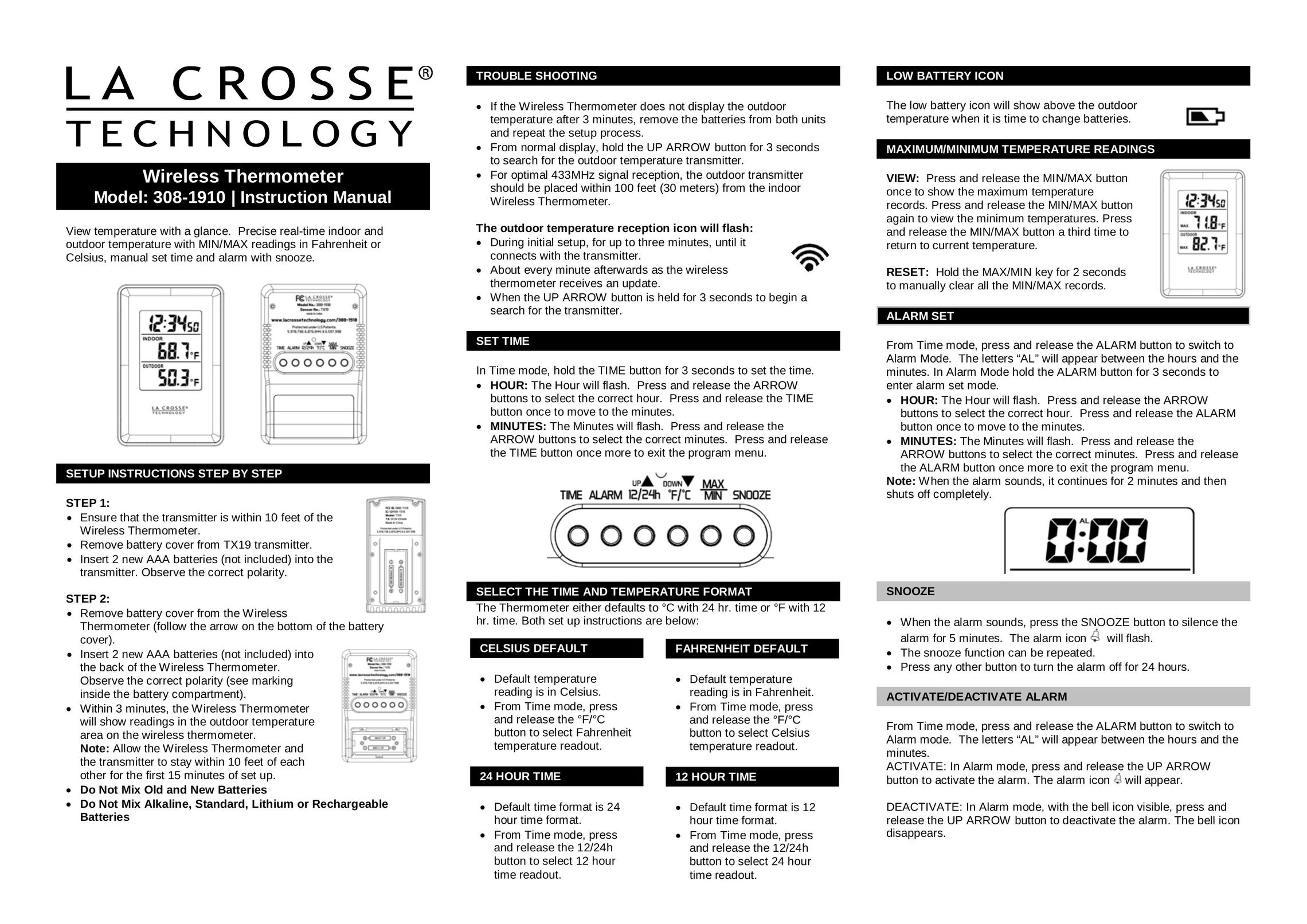 La Crosse Technology 308-1910 Clock User Manual