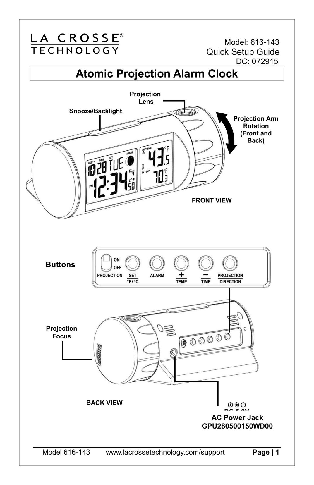 La Crosse Technology 616-143 Clock User Manual