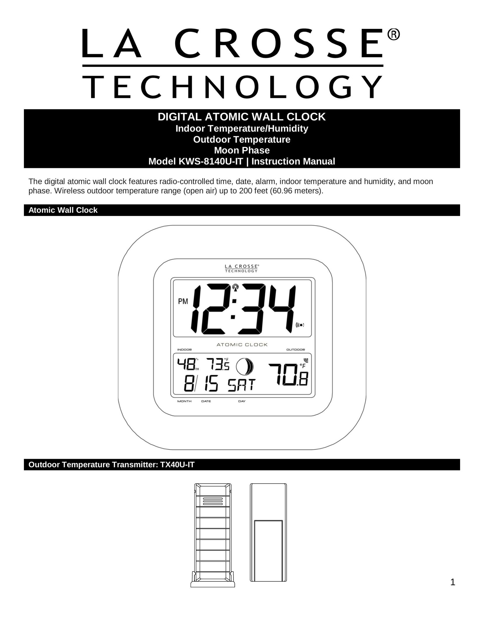 La Crosse Technology KWS-8140U-IT Clock User Manual