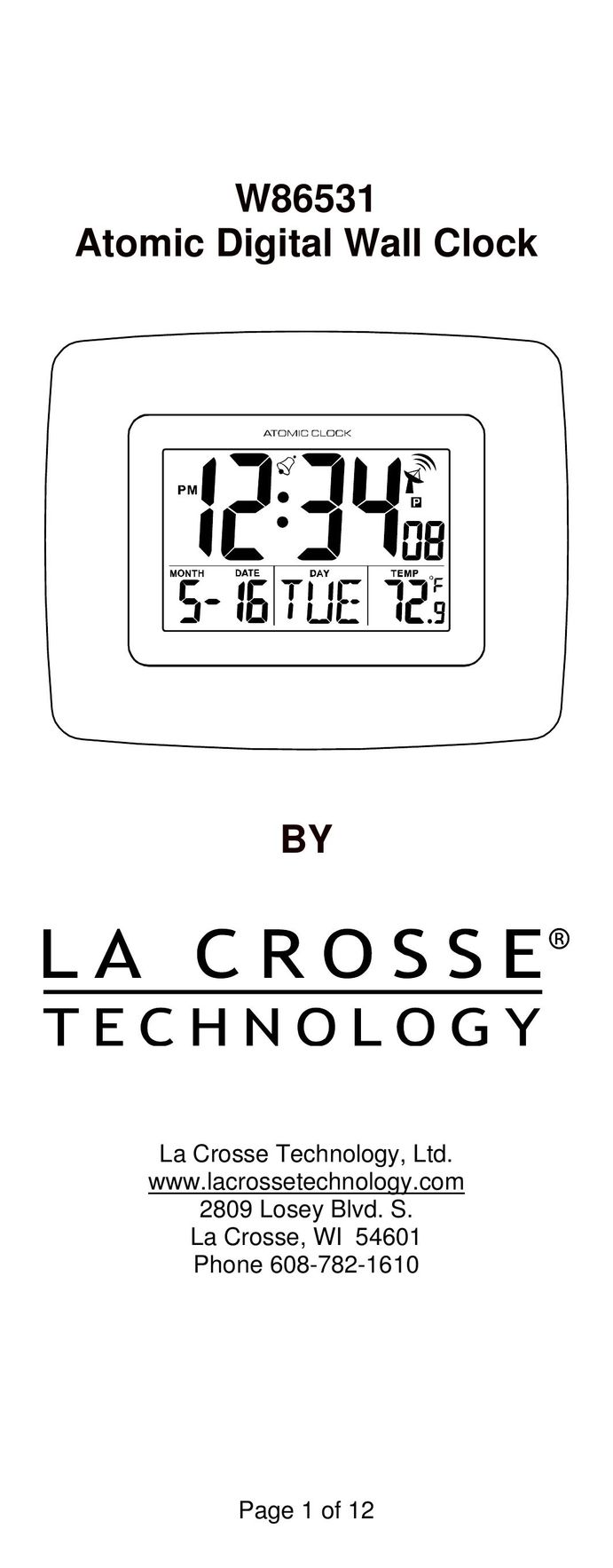 La Crosse Technology W86531 Clock User Manual