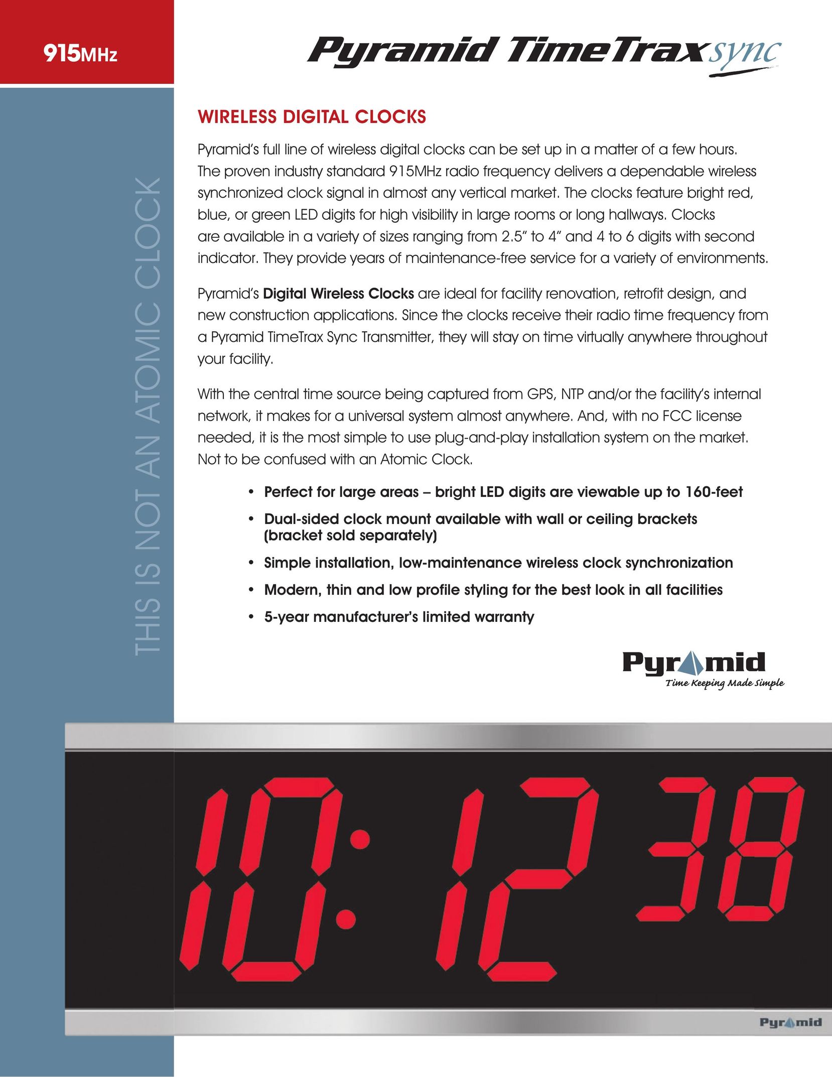 Pyramid Technologies TimeTrax Sync Clock User Manual