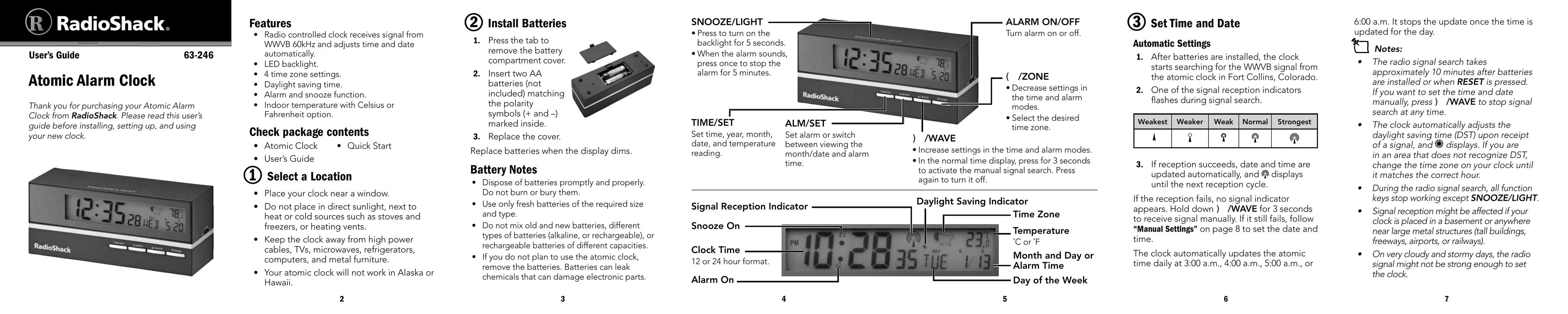 Radio Shack 63-246 Clock User Manual