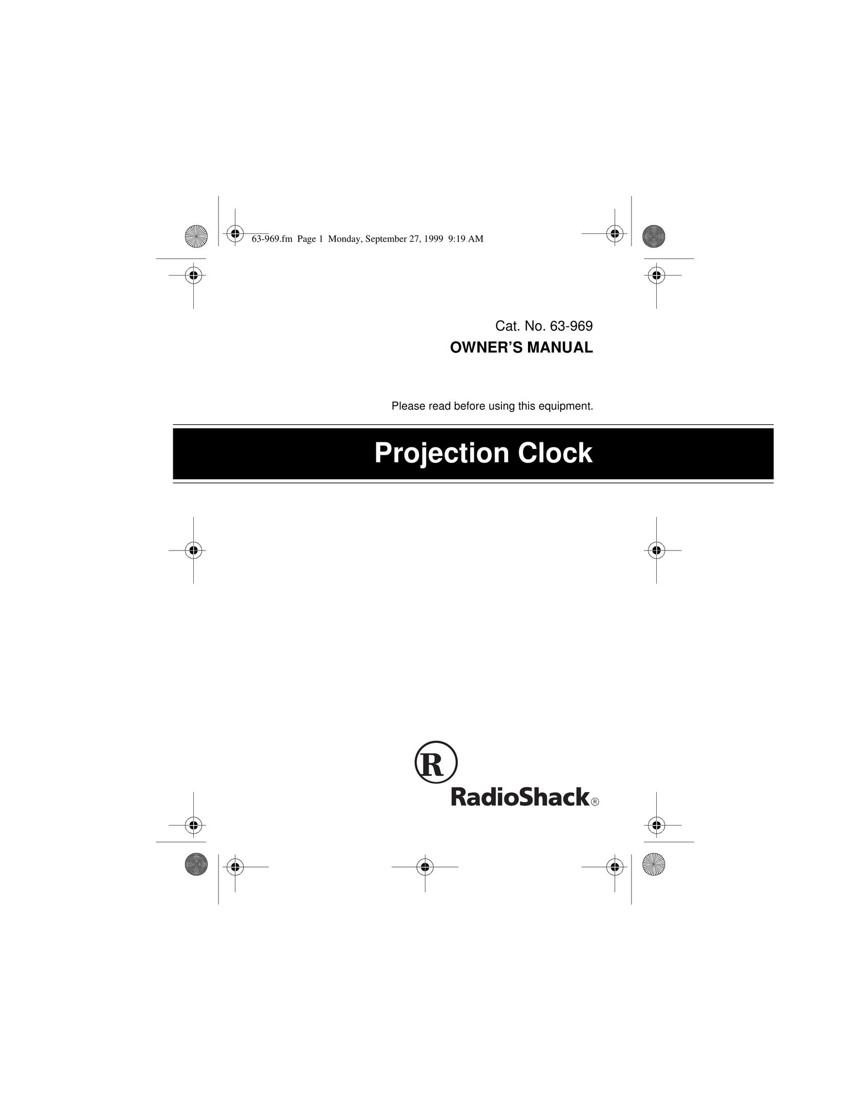Radio Shack 63-969 Clock User Manual