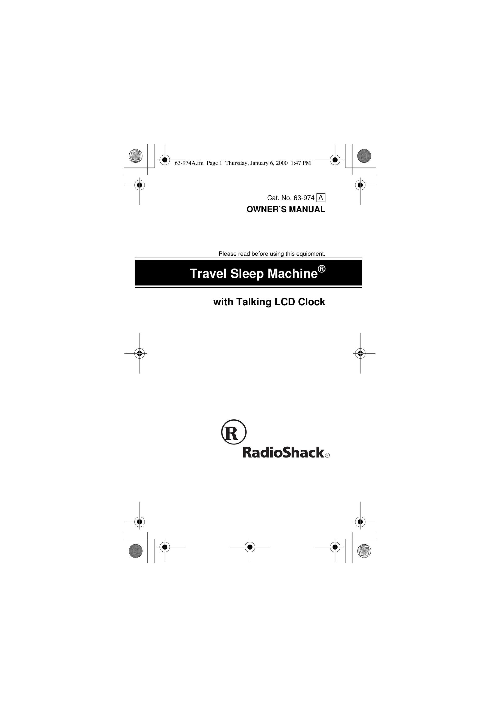 Radio Shack 63-974 Clock User Manual