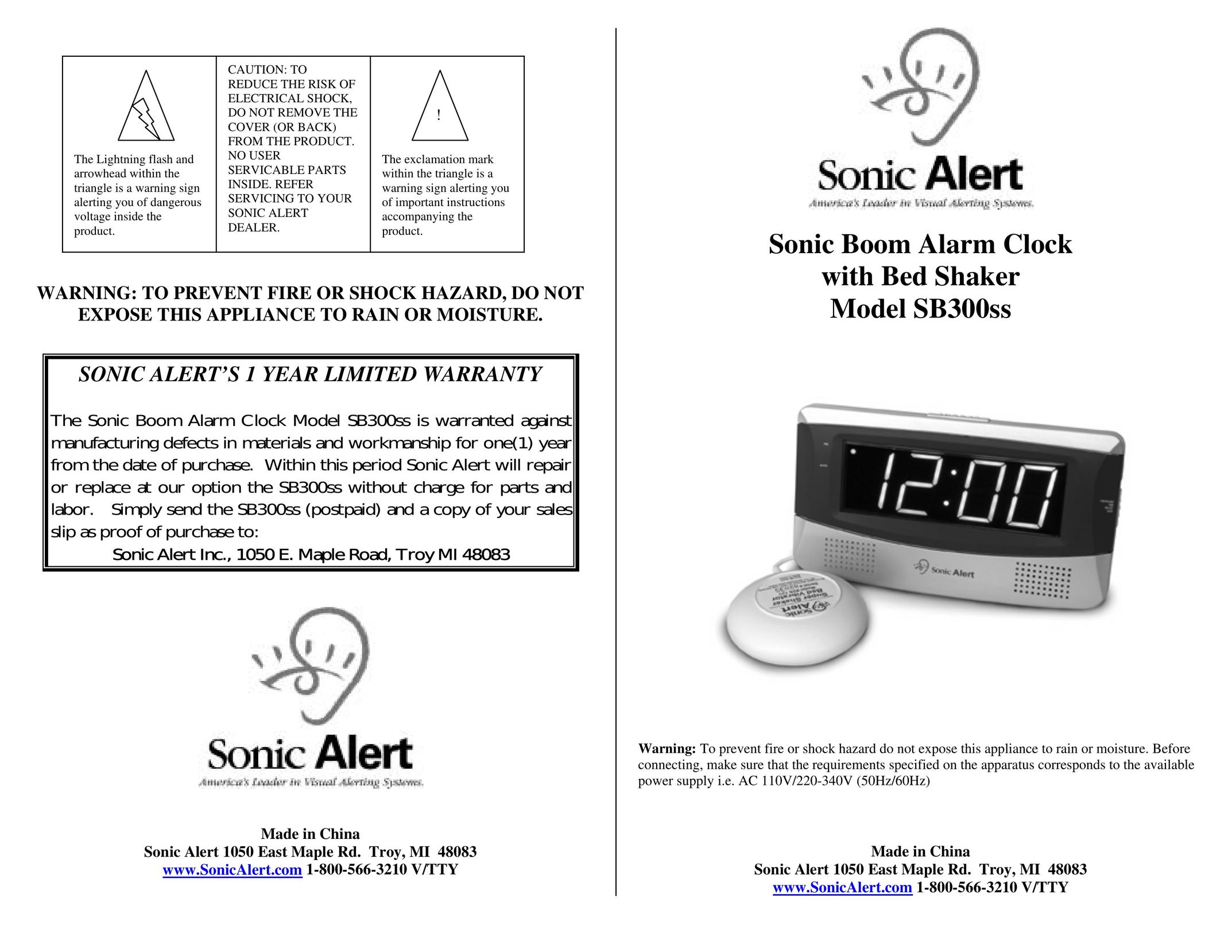 Sonic Alert SB300SS Clock User Manual