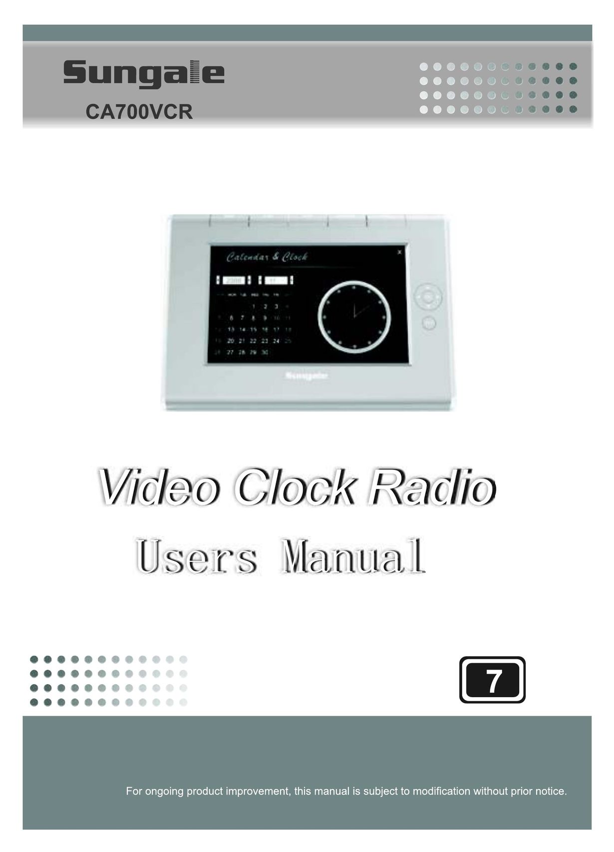 Sungale CA700VCR Clock User Manual
