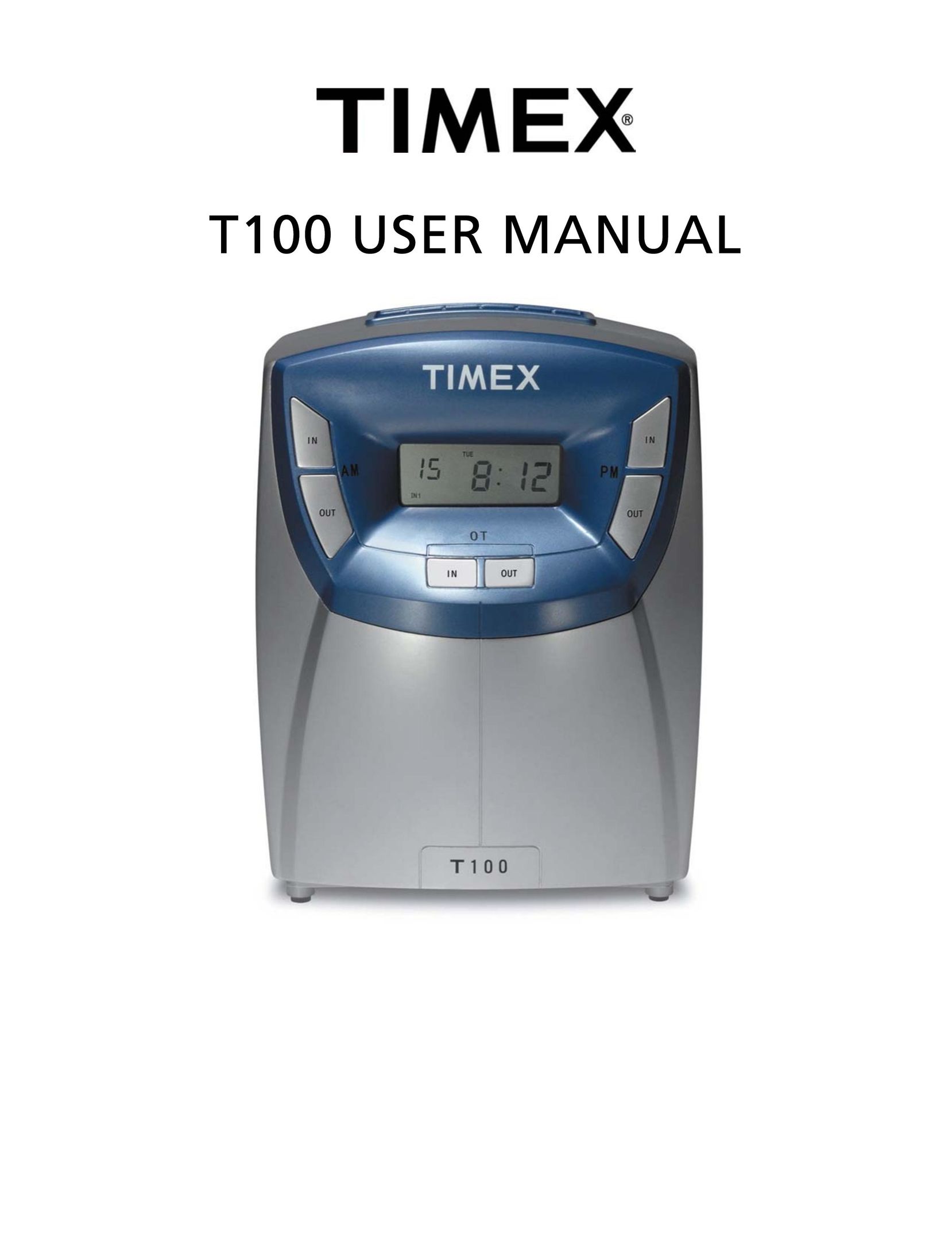 Timex T100 Clock User Manual