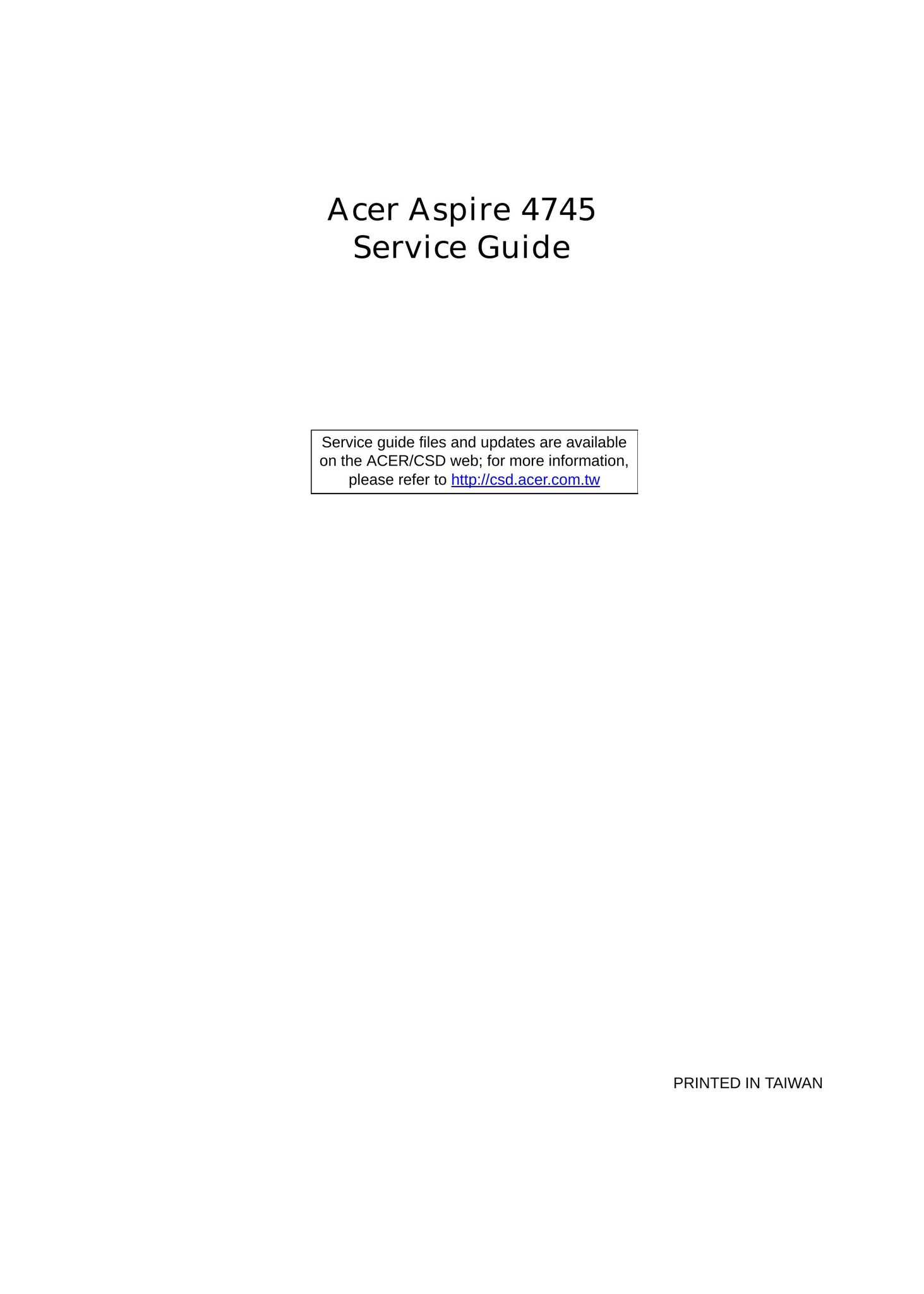 Acer 4745 Computer Accessories User Manual