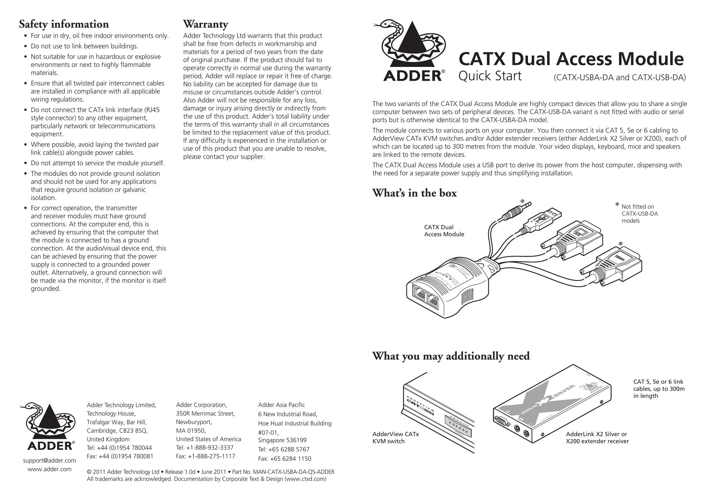 Adder Technology CATX-USB-DA Computer Accessories User Manual