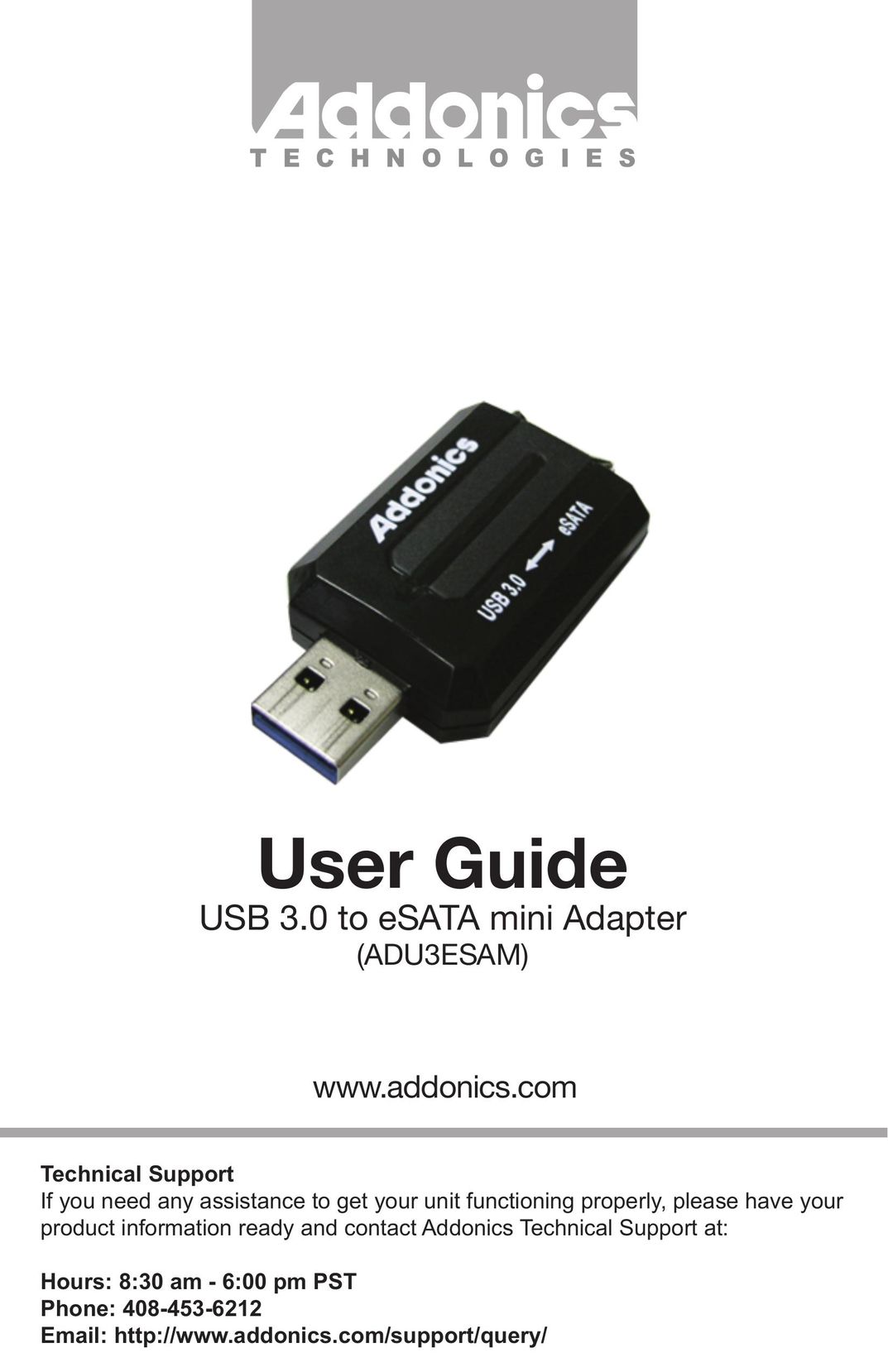Addonics Technologies ADU3ESAM Computer Accessories User Manual