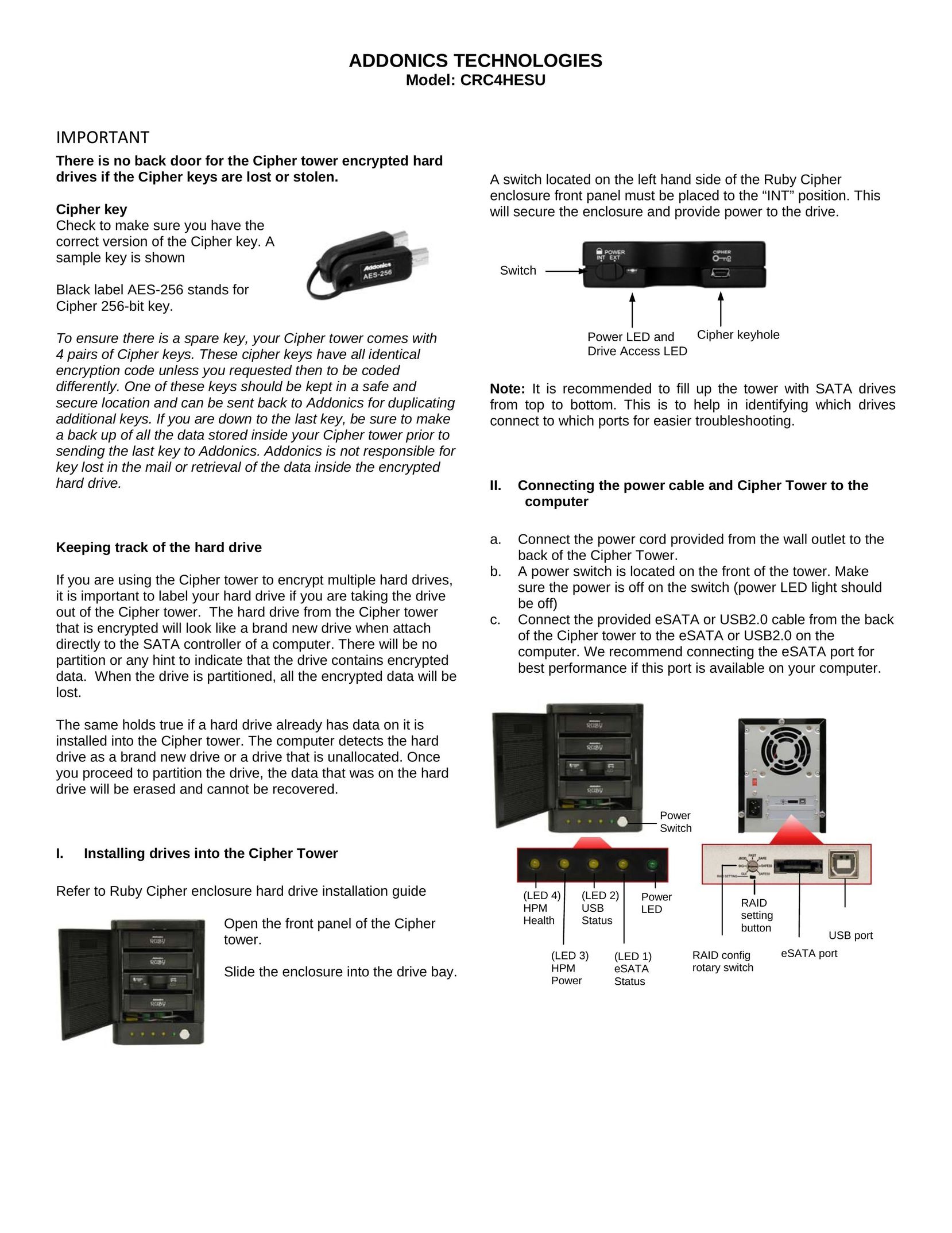 Addonics Technologies CRC4HESU Computer Accessories User Manual
