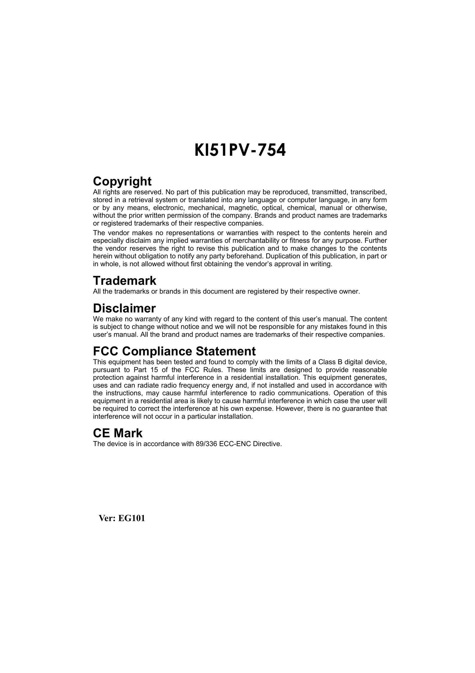 Albatron Technology KI51PV-754 Computer Accessories User Manual