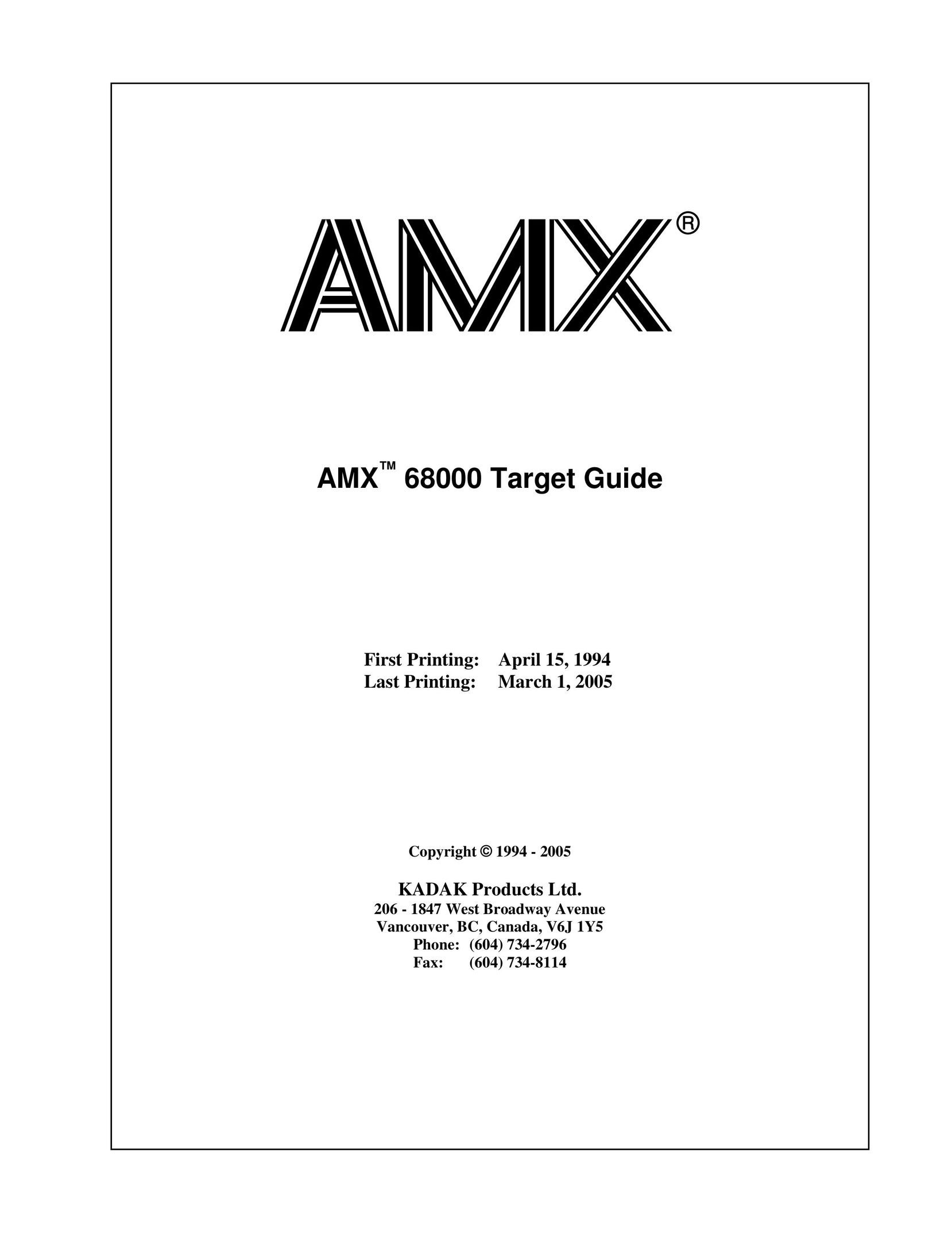 AMX Target Guide Computer Accessories User Manual