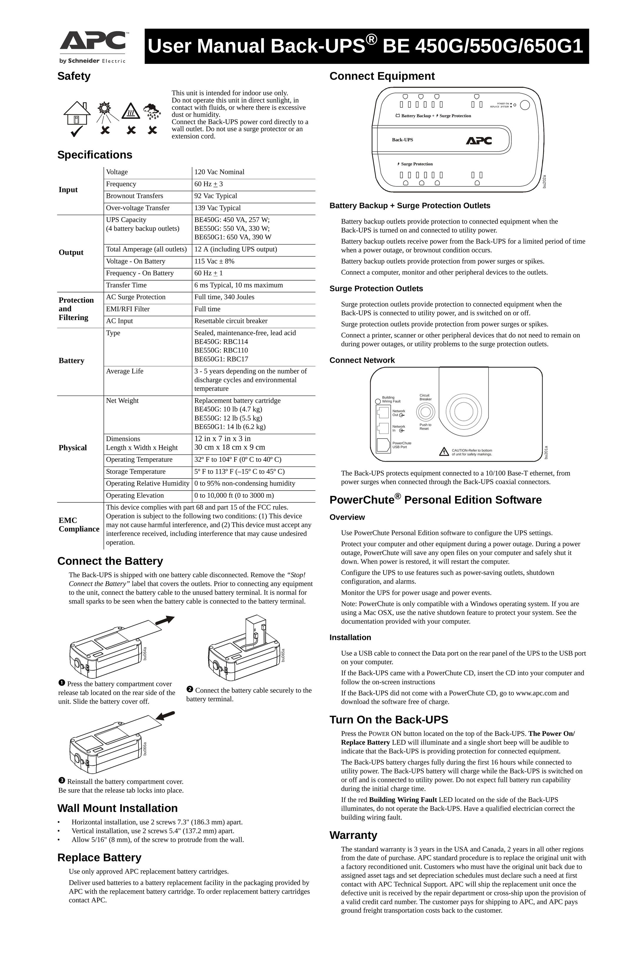 APC BE650G1 Computer Accessories User Manual