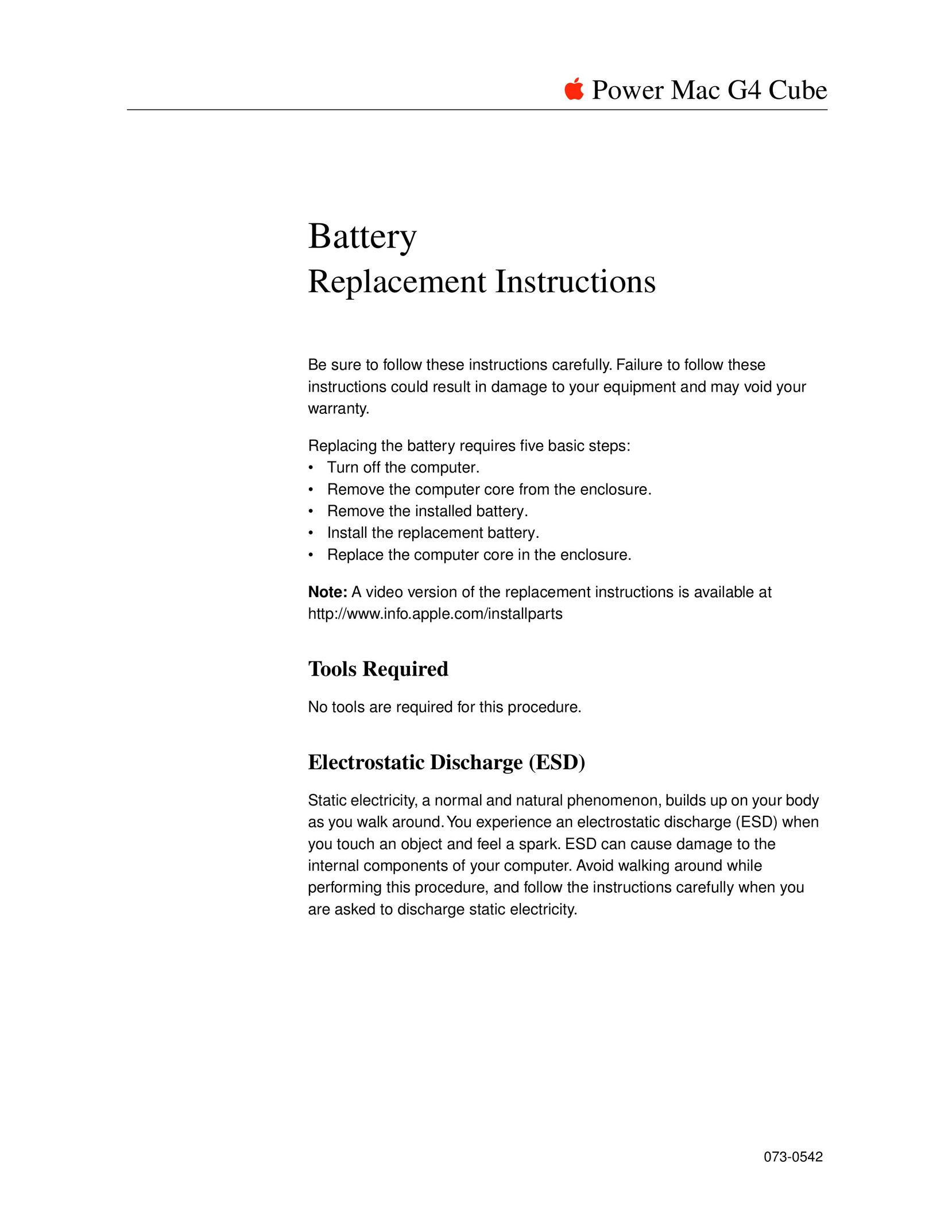 Apple 073-0542 Computer Accessories User Manual