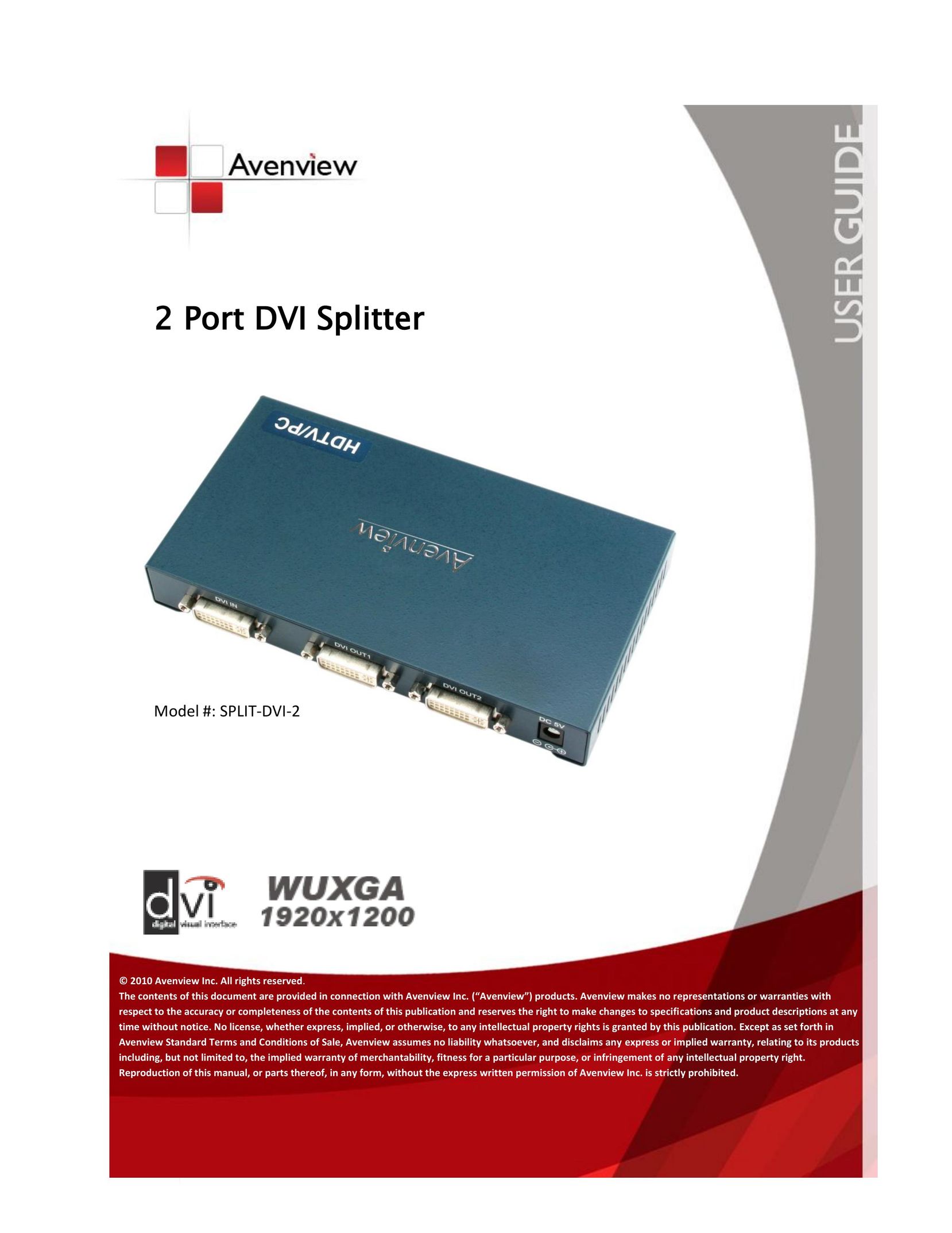 Avenview SPLIT-DVI-2 Computer Accessories User Manual