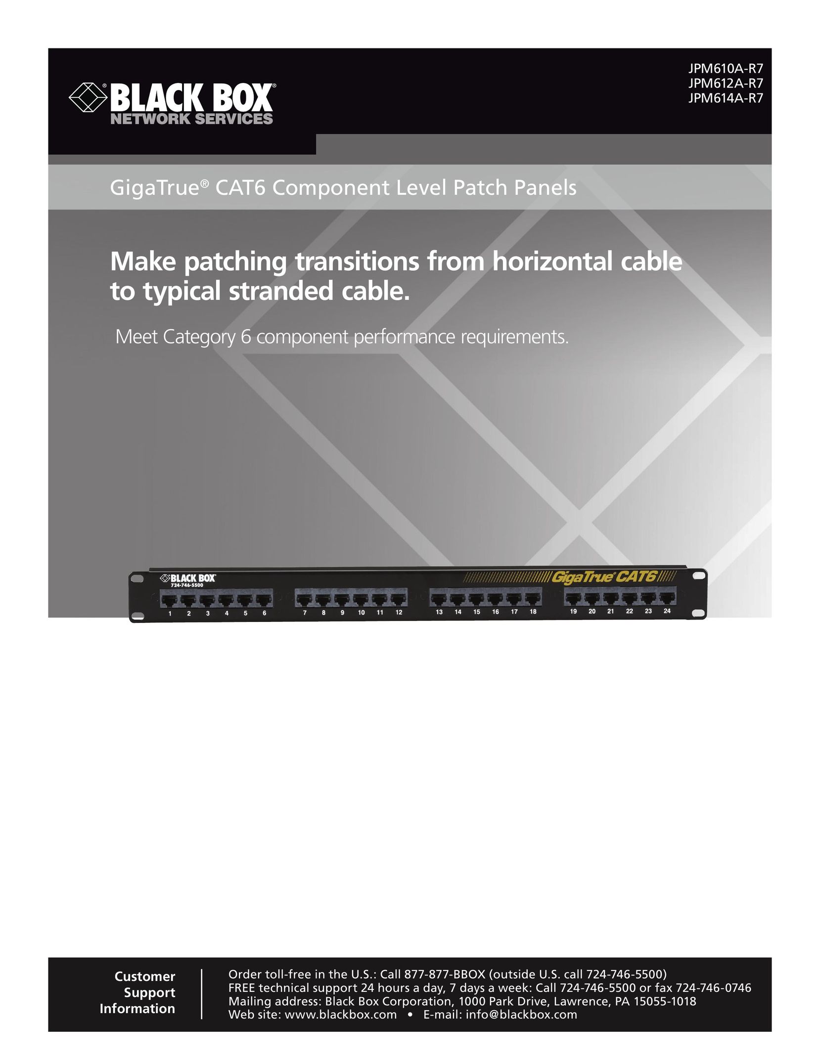 Black Box gigatrue cat6 component level patch panels Computer Accessories User Manual