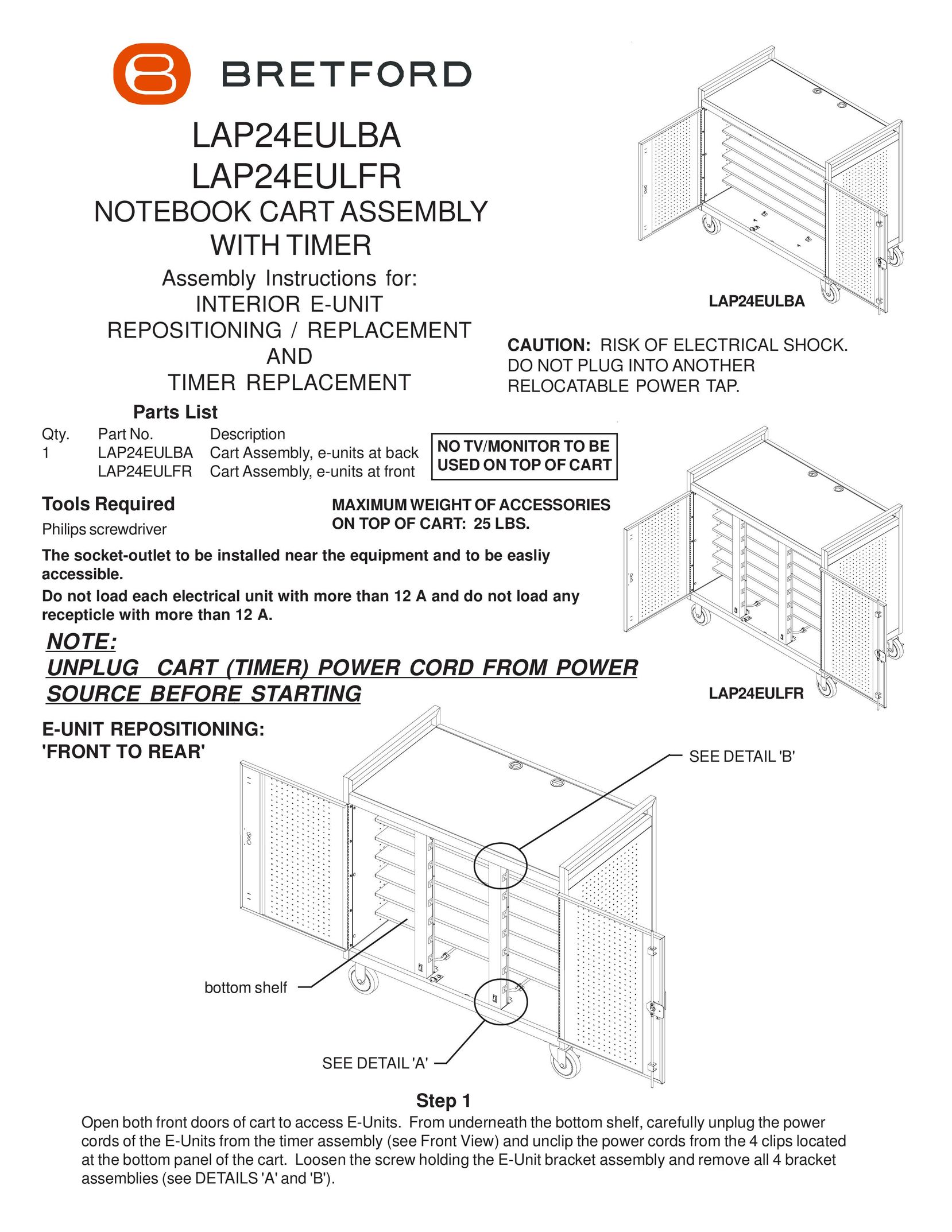 Bretford LAP24EULBA Computer Accessories User Manual