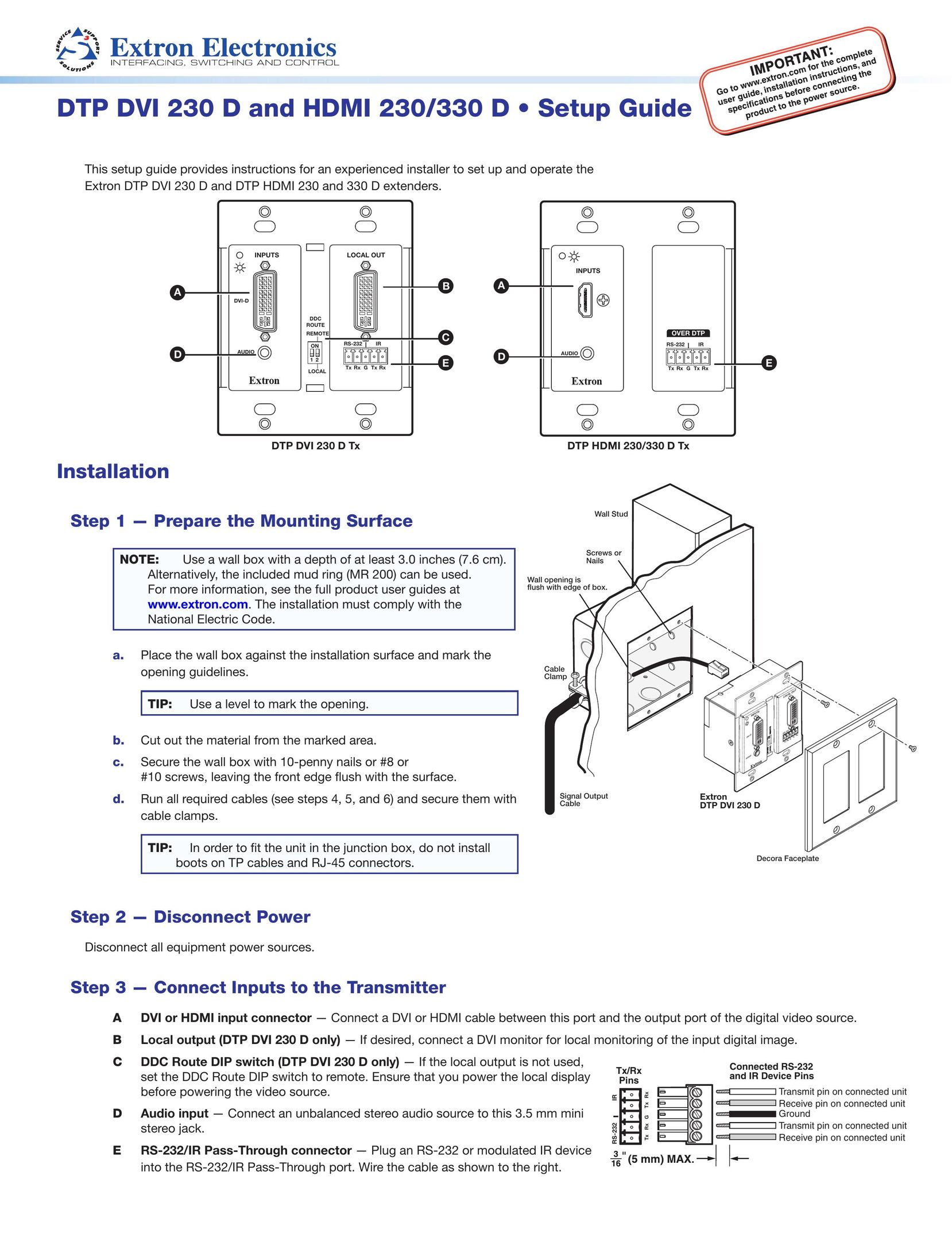 Extron electronic DTP DVI 230 D Computer Accessories User Manual