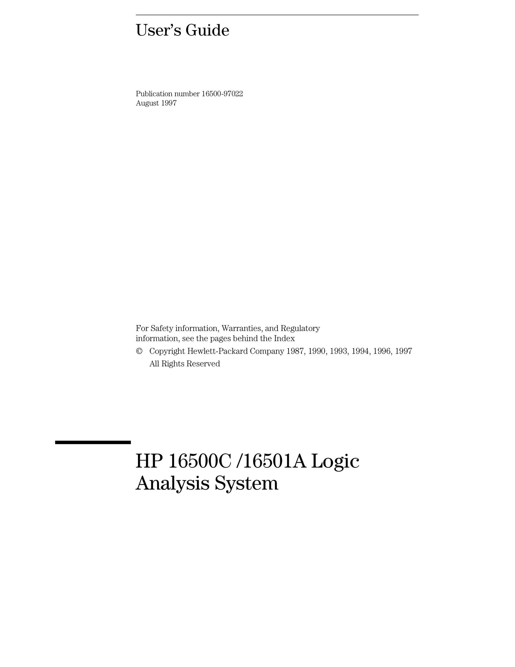 HP (Hewlett-Packard) 16501A LOGIC Computer Accessories User Manual