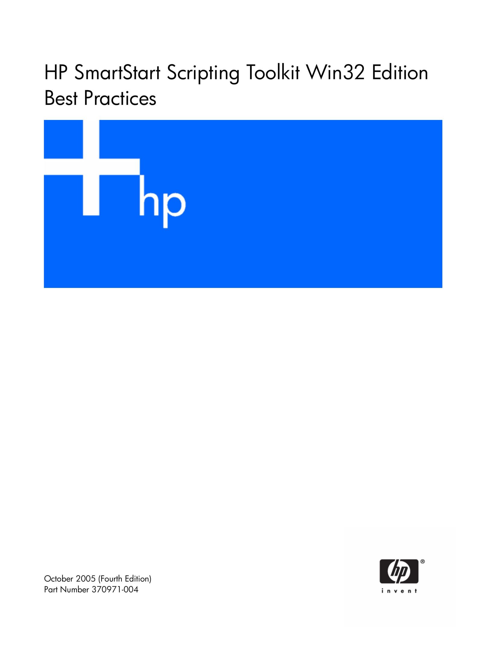 HP (Hewlett-Packard) HP SmartStart Scripting Toolkit Win32 Edition Best Practices Computer Accessories User Manual