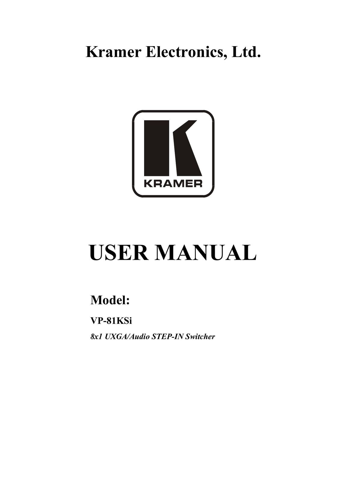 Kramer Electronics VP-81KSi Computer Accessories User Manual