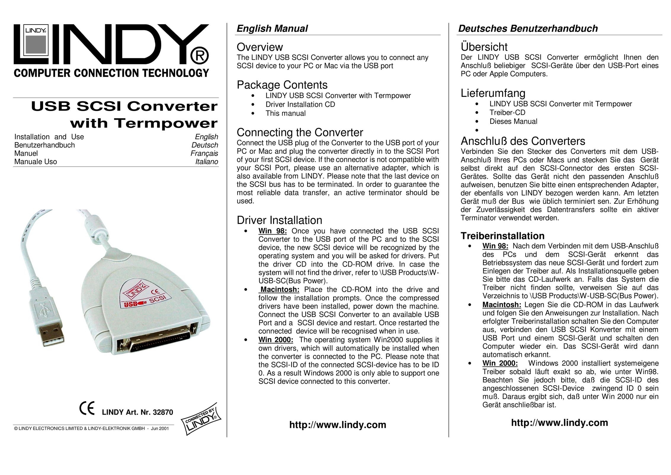 Lindy 32870 Computer Accessories User Manual