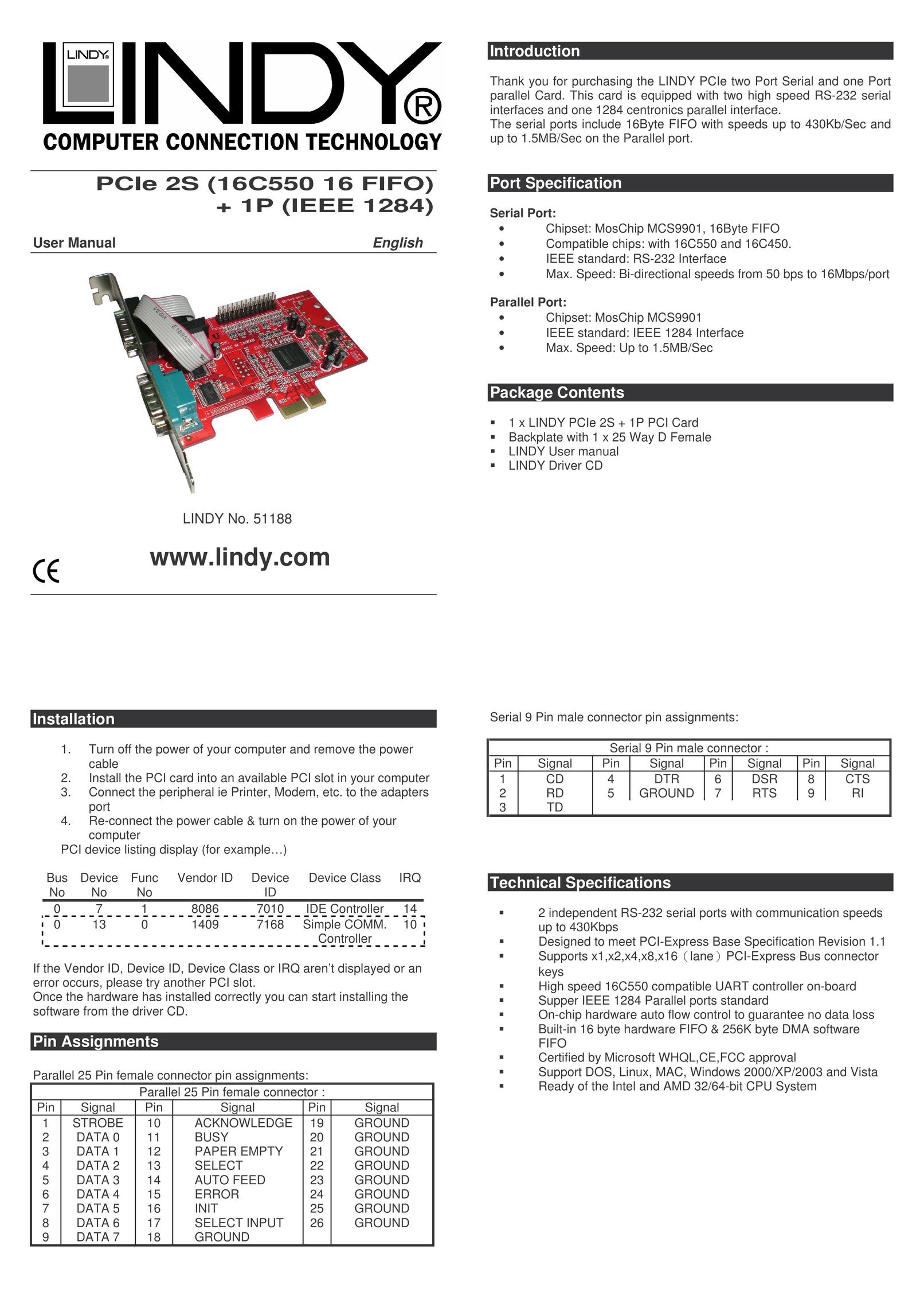 Lindy 51188 Computer Accessories User Manual
