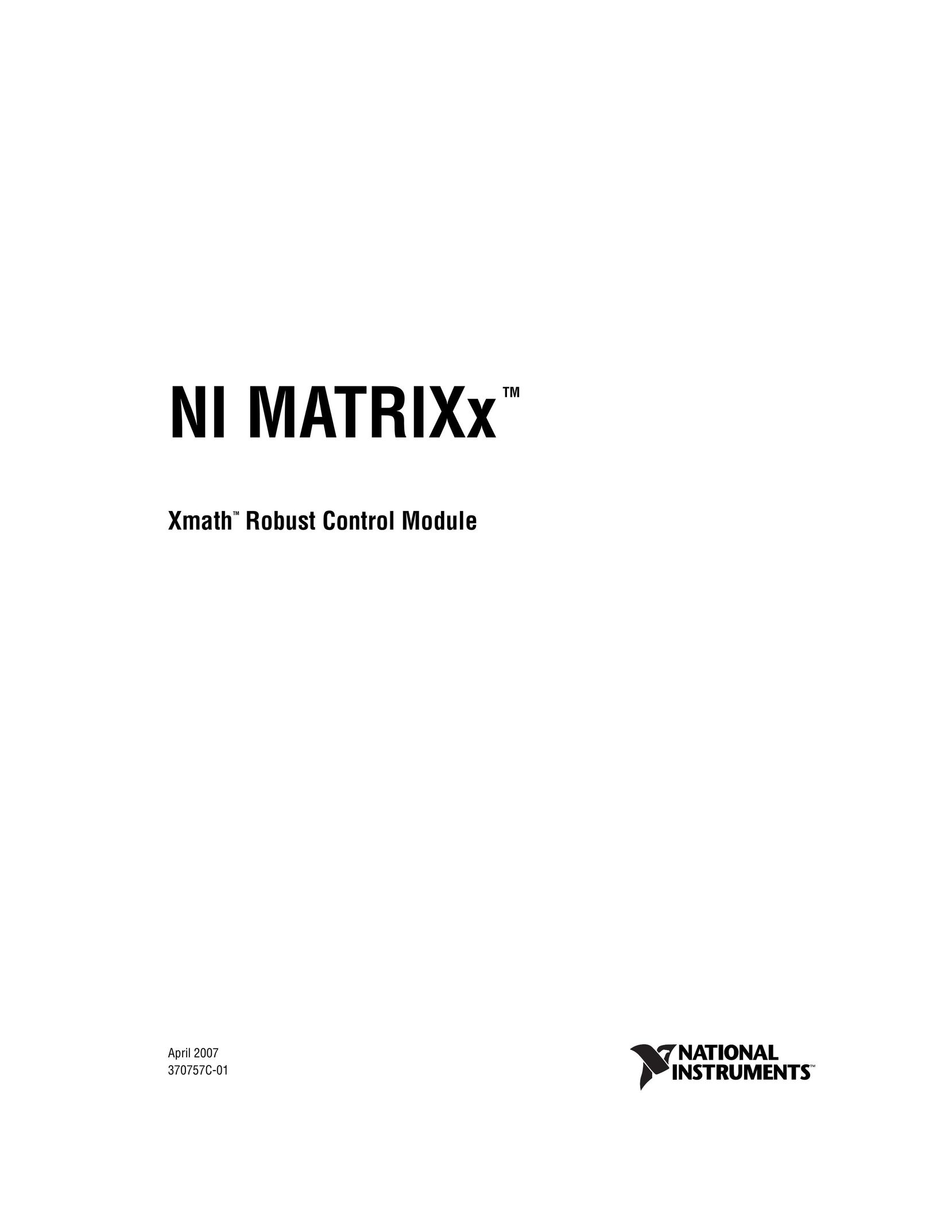 National Instruments NI MATRIX Xmath Robust Control Module Computer Accessories User Manual