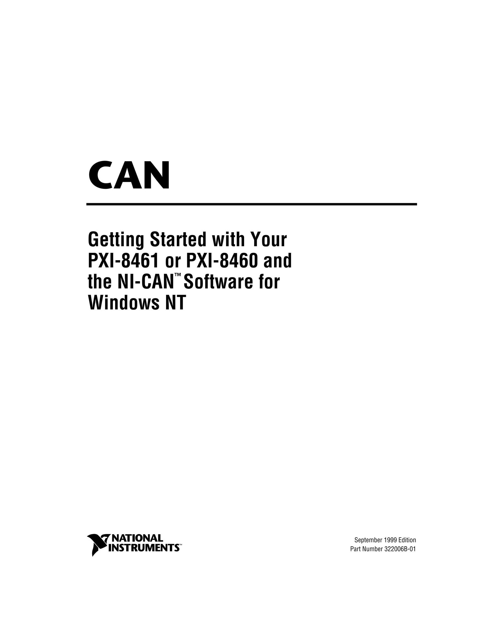 National Instruments NI-CANTM Software for Windows NT Computer Accessories User Manual